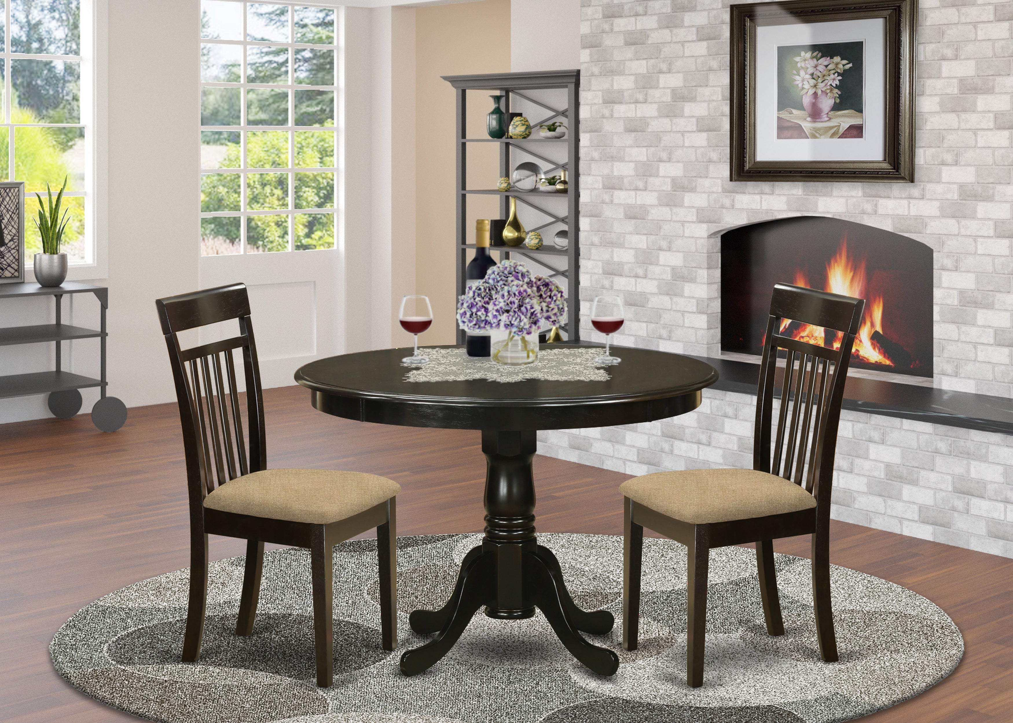 HLCA3-CAP-C 3 Pc Kitchen nook Dining set-Dining Table and 2 dinette Chairs