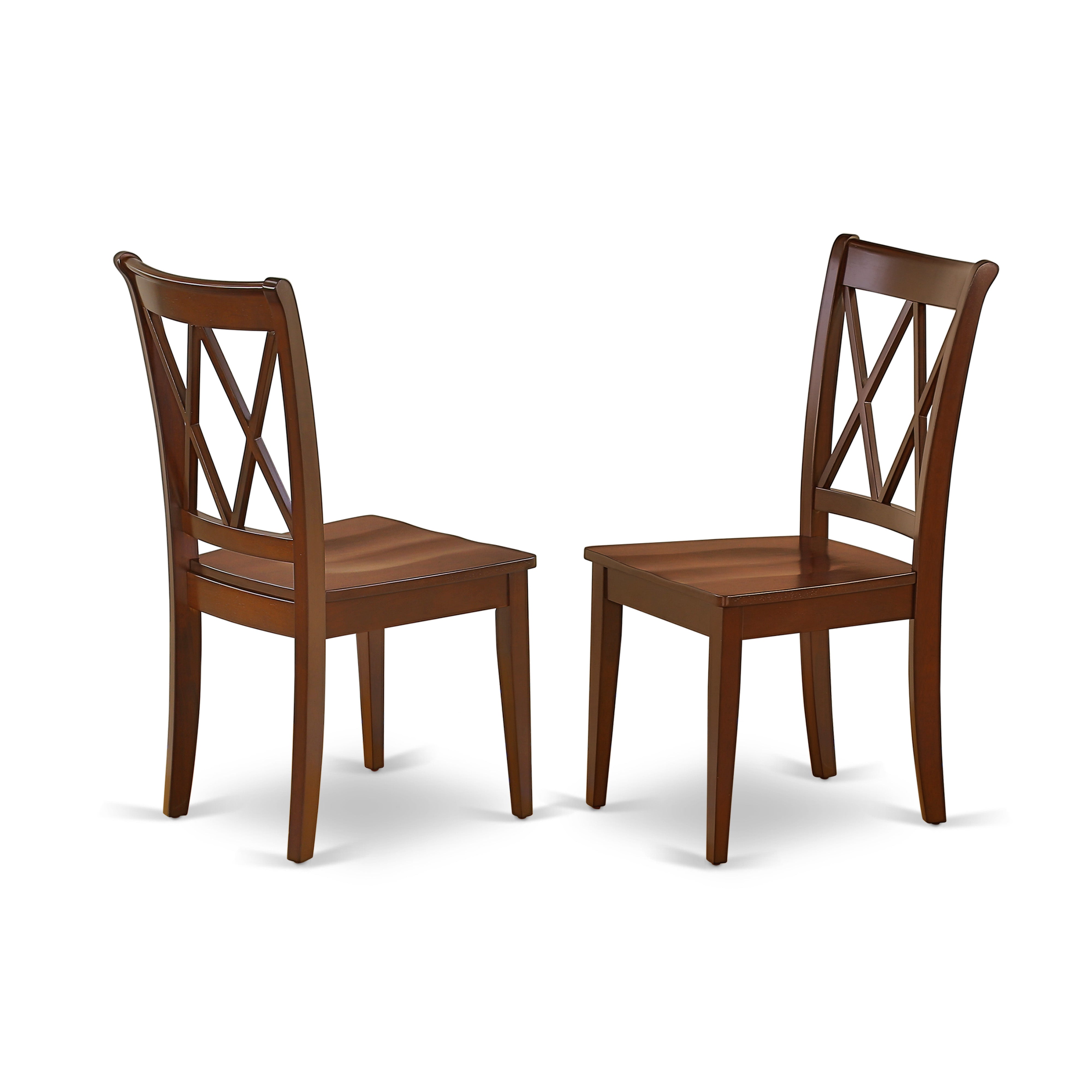 HLCL3-MAH-W 3PC Round 42 inch Table and 2 Double X back Chairs