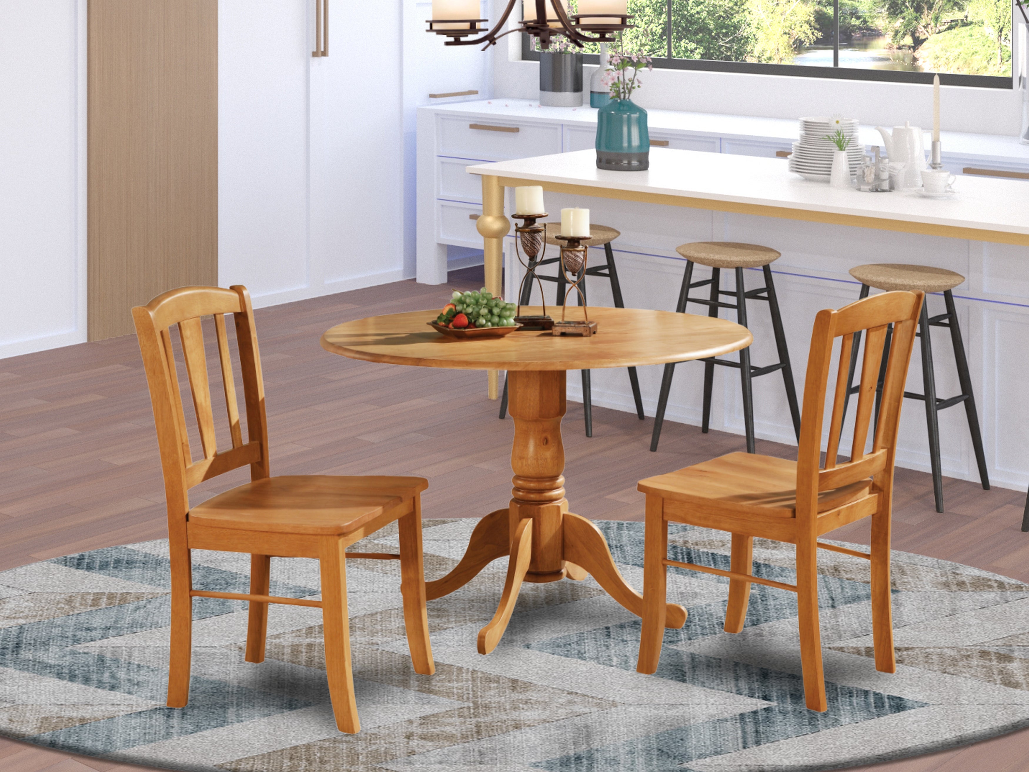 DLin3-OAK-W 3 Pc Kitchen Table set-Kitchen Dining nook and 2 dinette Chairs Chairs