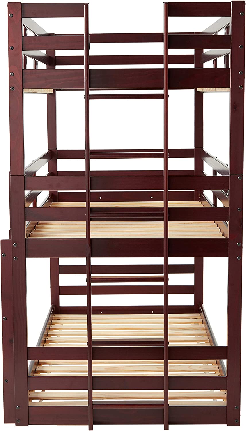 DONCO Kids Triple Bunk Bed, Twin/Twin/Twin, Dark Cappuccino