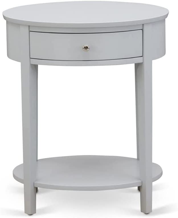 HI-14-ET Solid Wood End Table w/ Drawer Urban Gray Finish