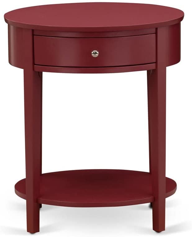 HI-13-ET Modern Solid Wood End Table w/ Drawer Burgundy Finish