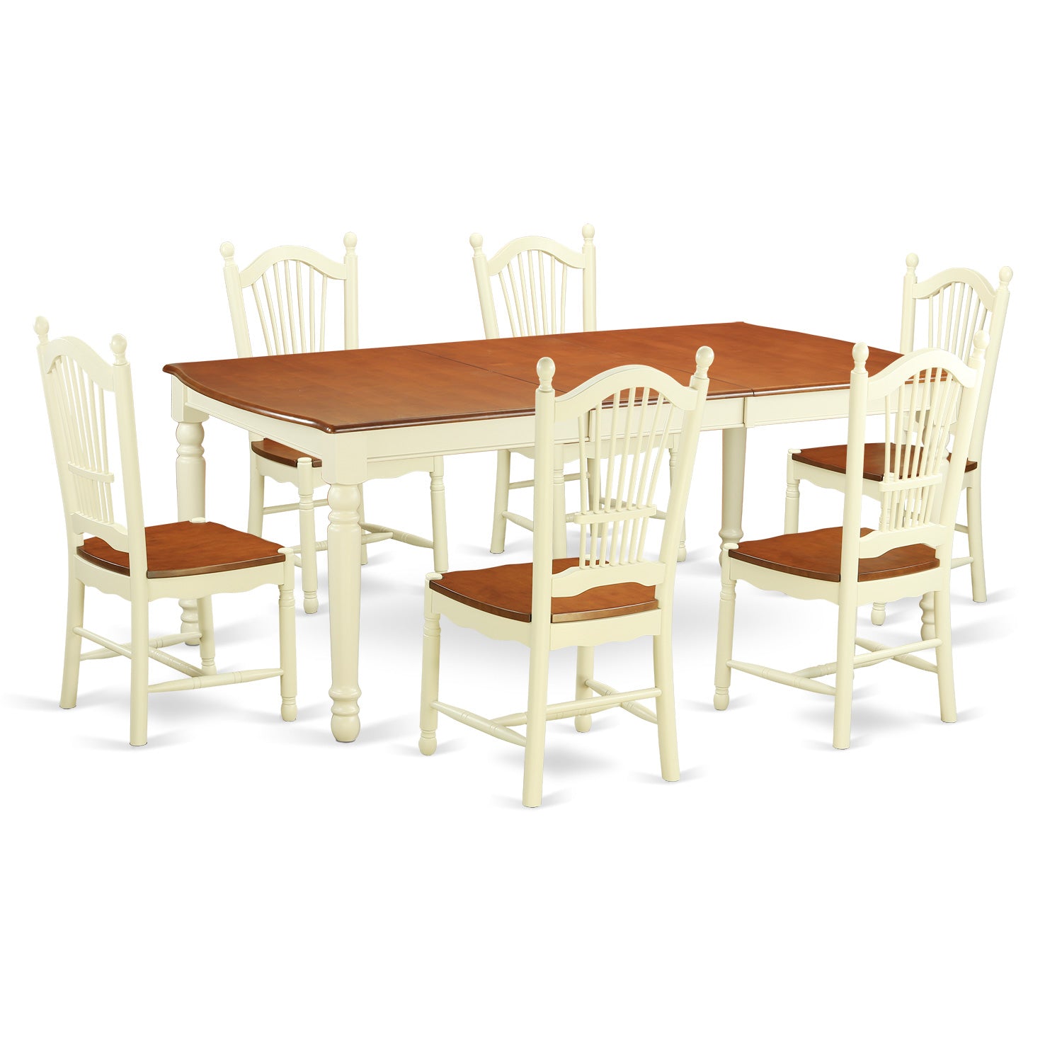 DOVE7-WHI-W 7 Pc dinette Table set for 6-dinette Table and 6 Kitchen Chairs
