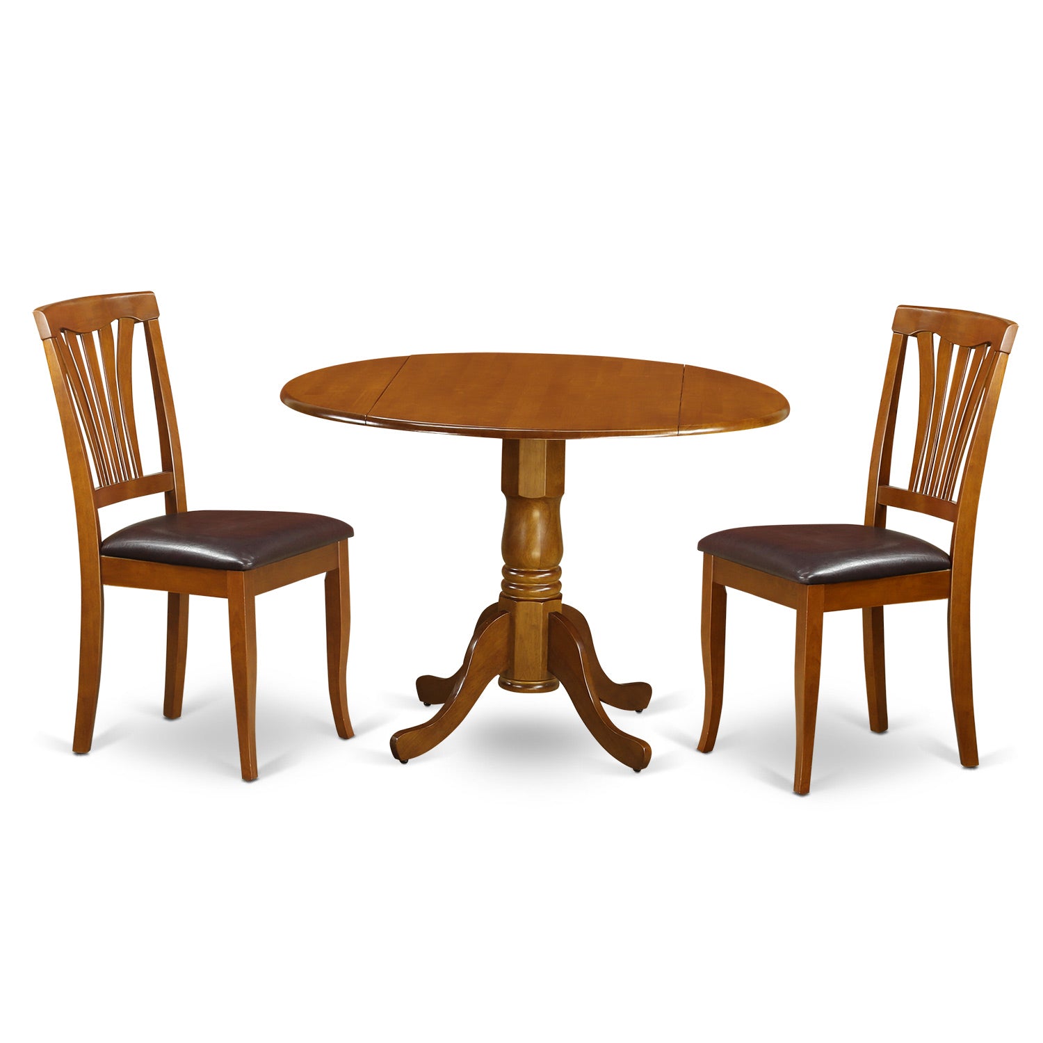 DLAV3-SBR-LC 3 PC Kitchen Table set-Dining Table and 2 Leather Kitchen Chairs