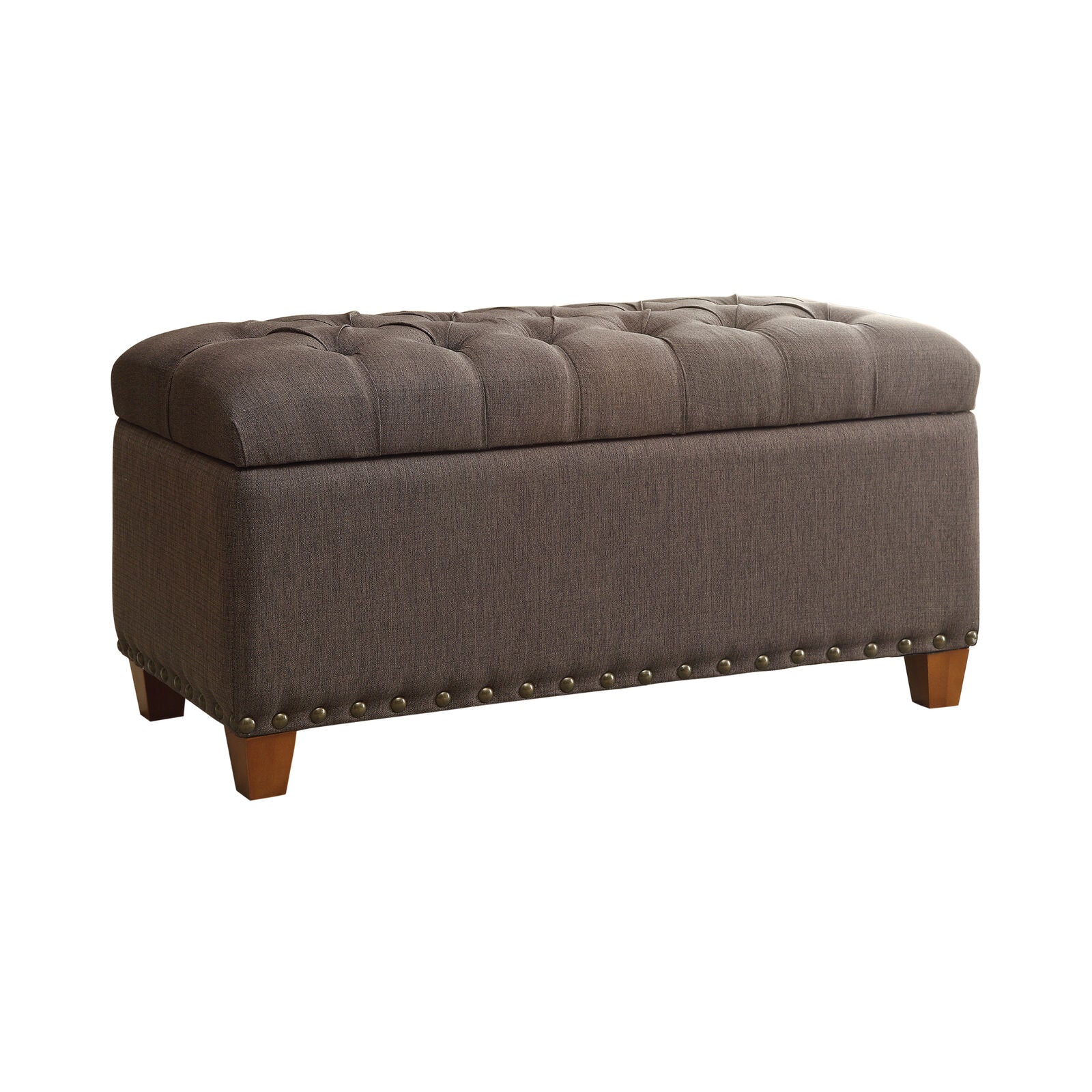 Tufted Storage Bench With Nailhead Trim Mocha