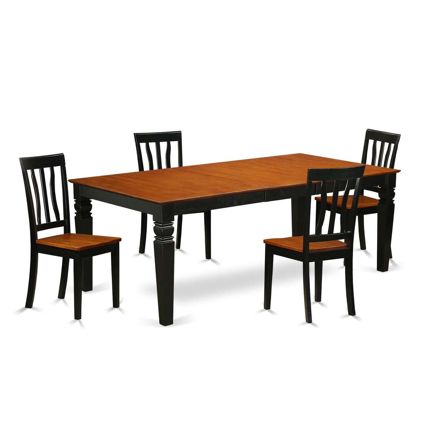 LGAN5-BCH-W 5 Pc Dinette Table set with a Dining Table and 4 Dining Chairs in Black and Cherry