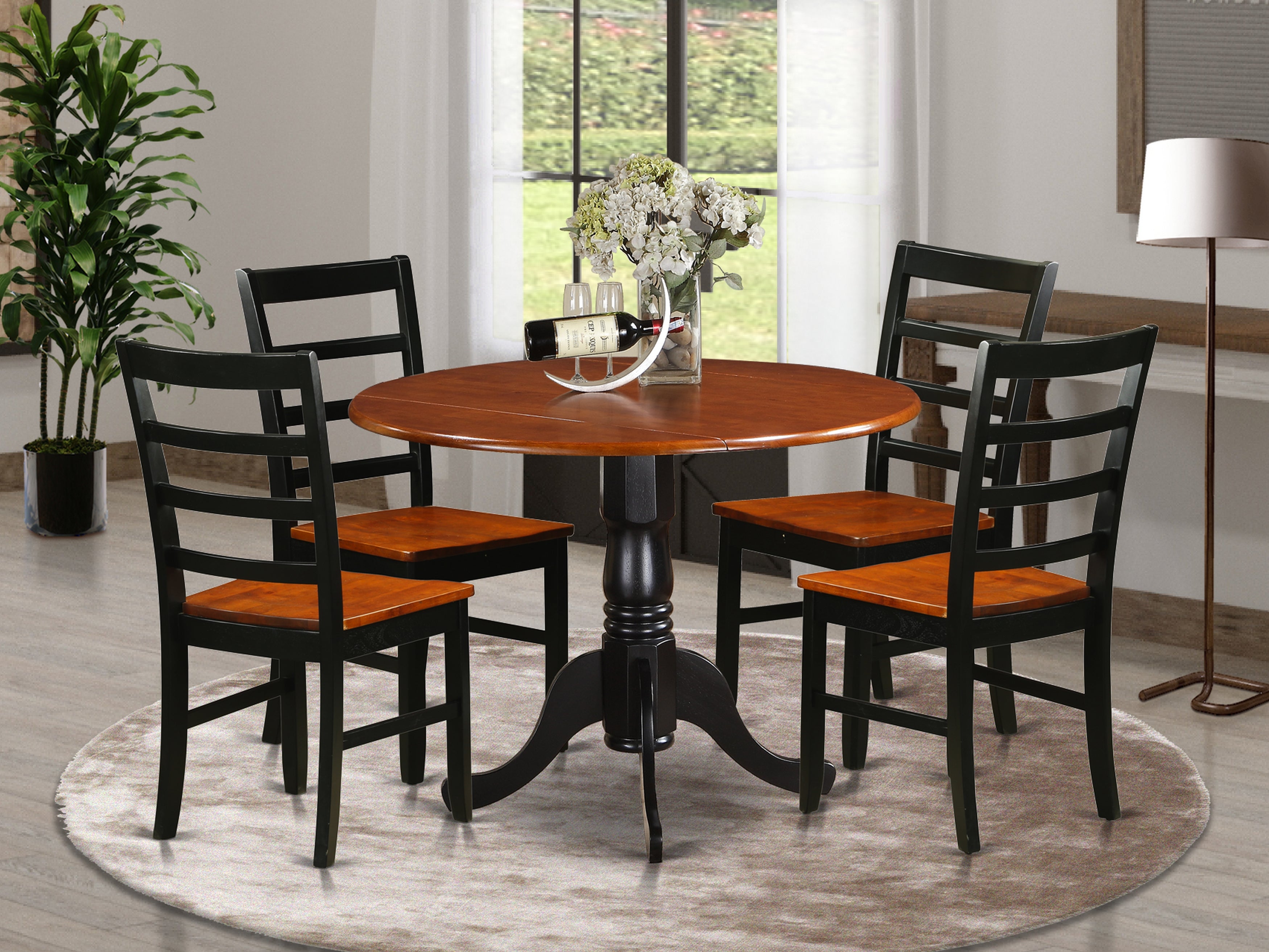 DLPF5-BCH-W 5 PC Kitchen Table set-Dining Table and 4 Wooden Kitchen Chairs