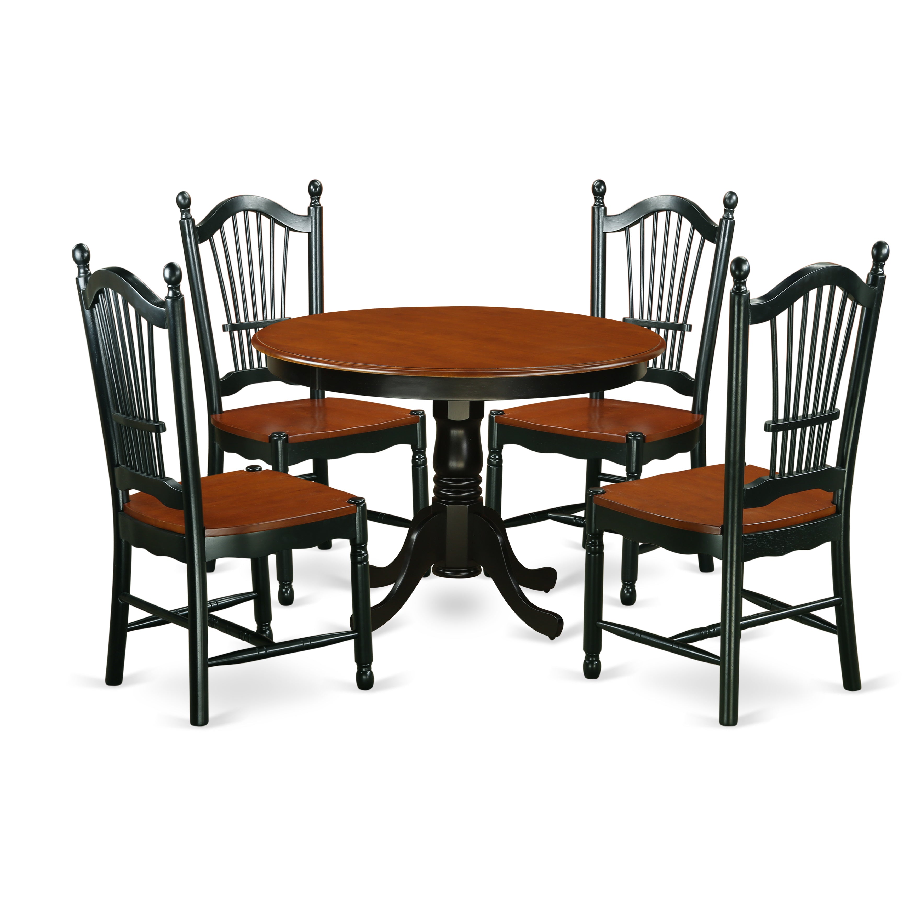 HLDO5-BCH-W 5-Piece Hartland Set With One Dining Table And Four Faux Leather Seat Dinette Chairs In A Beautiful Black And Cherry Finish.