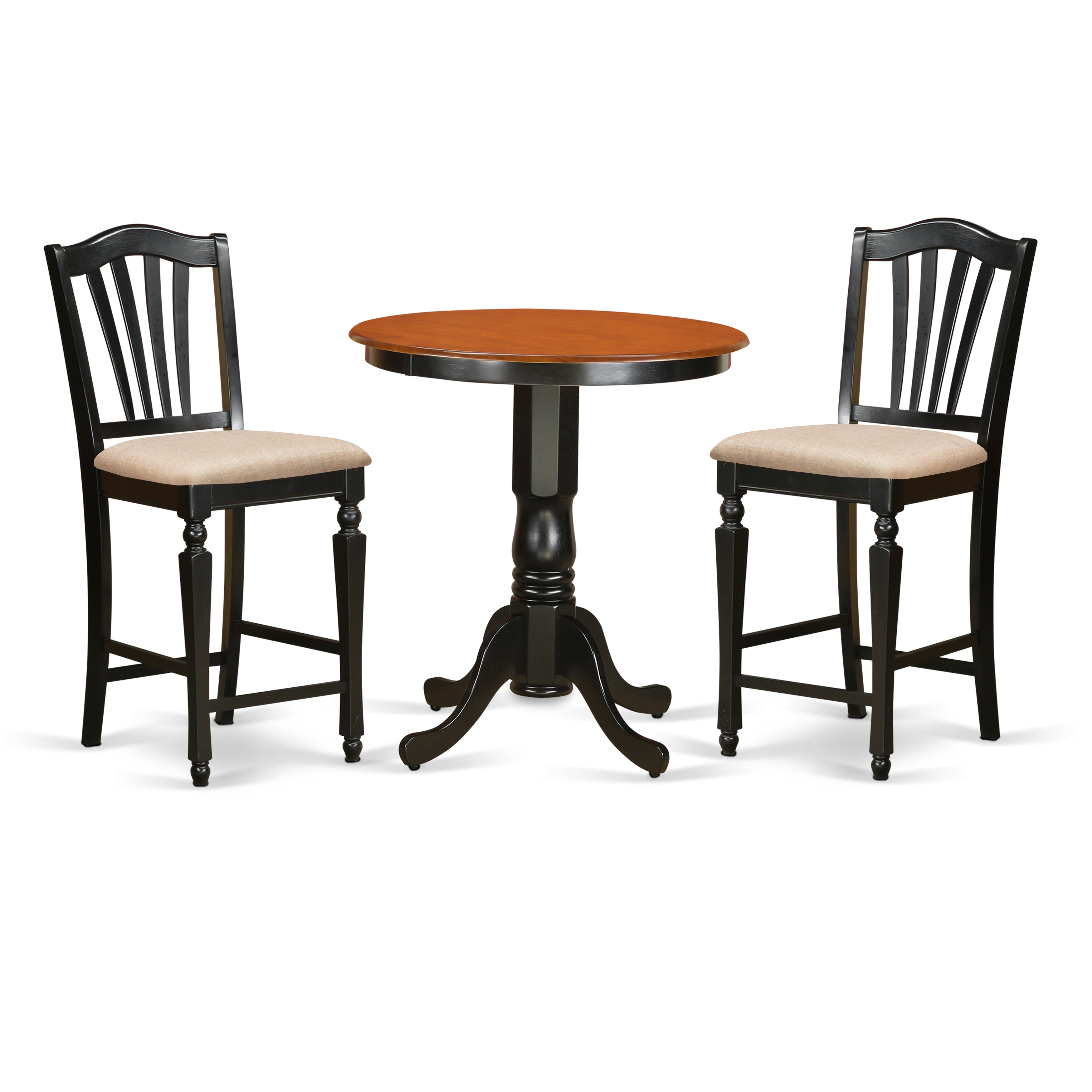 EDCH3-BLK-C 3 Pc counter height pub set - counter height Table and 2 Dining Chairs.