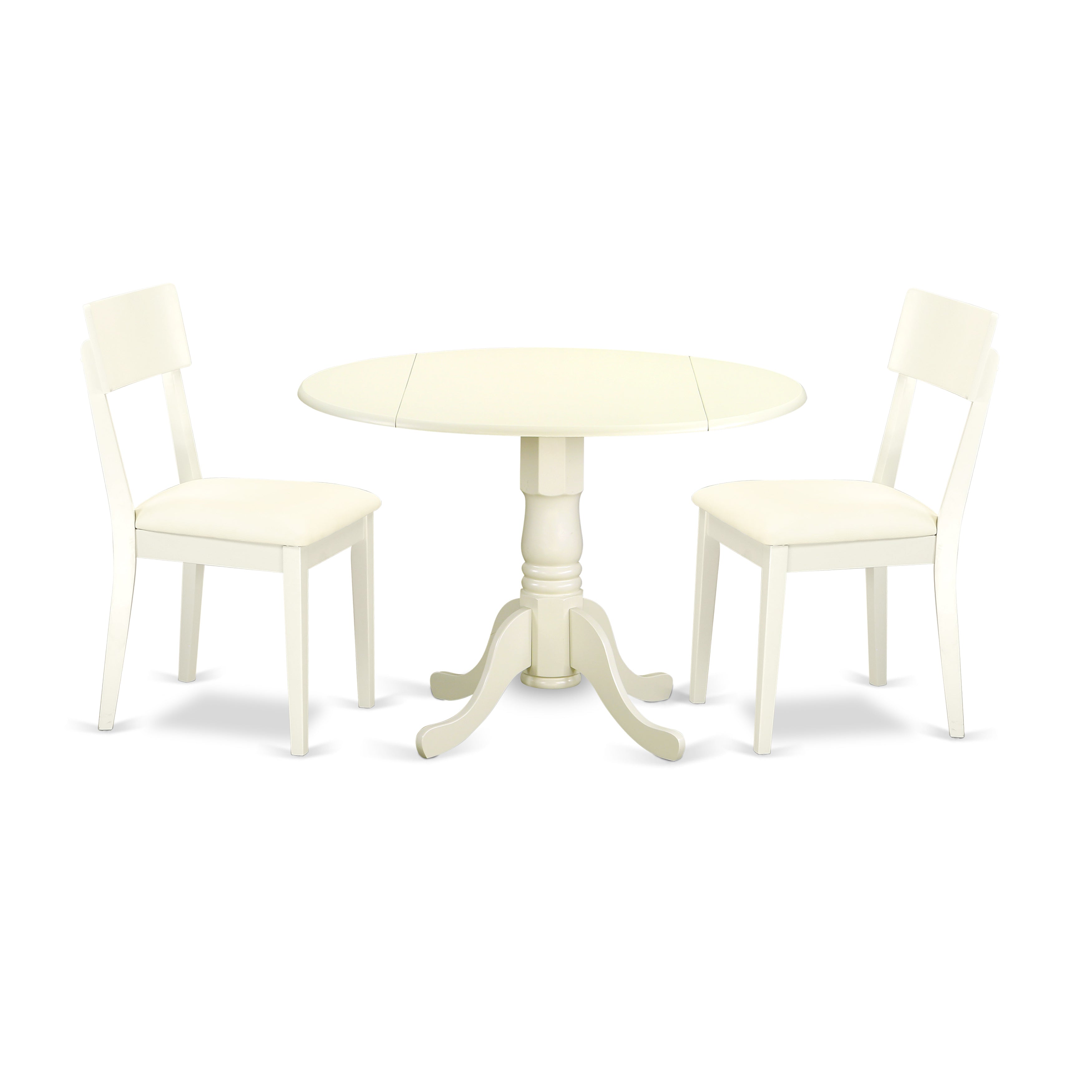 DLAD3-WHI-LC 3 PC Dublin kitchen table set-Dining table and 2 Faux Leather Kitchen chairs