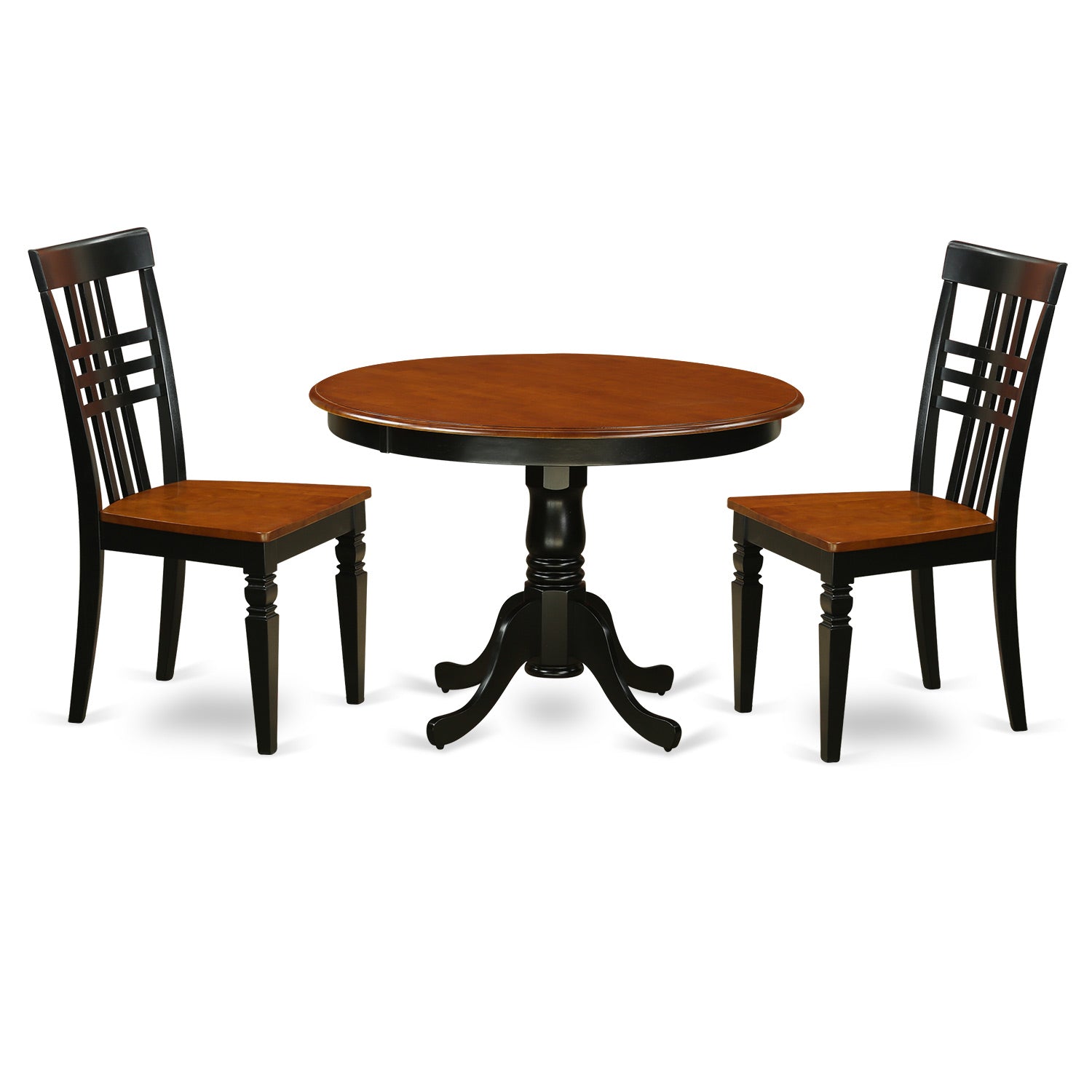 HLLG3-BCH-W 3 Pc set with a Kitchen Table and 2 Microfiber Dinette Chairs in Black and Cherry