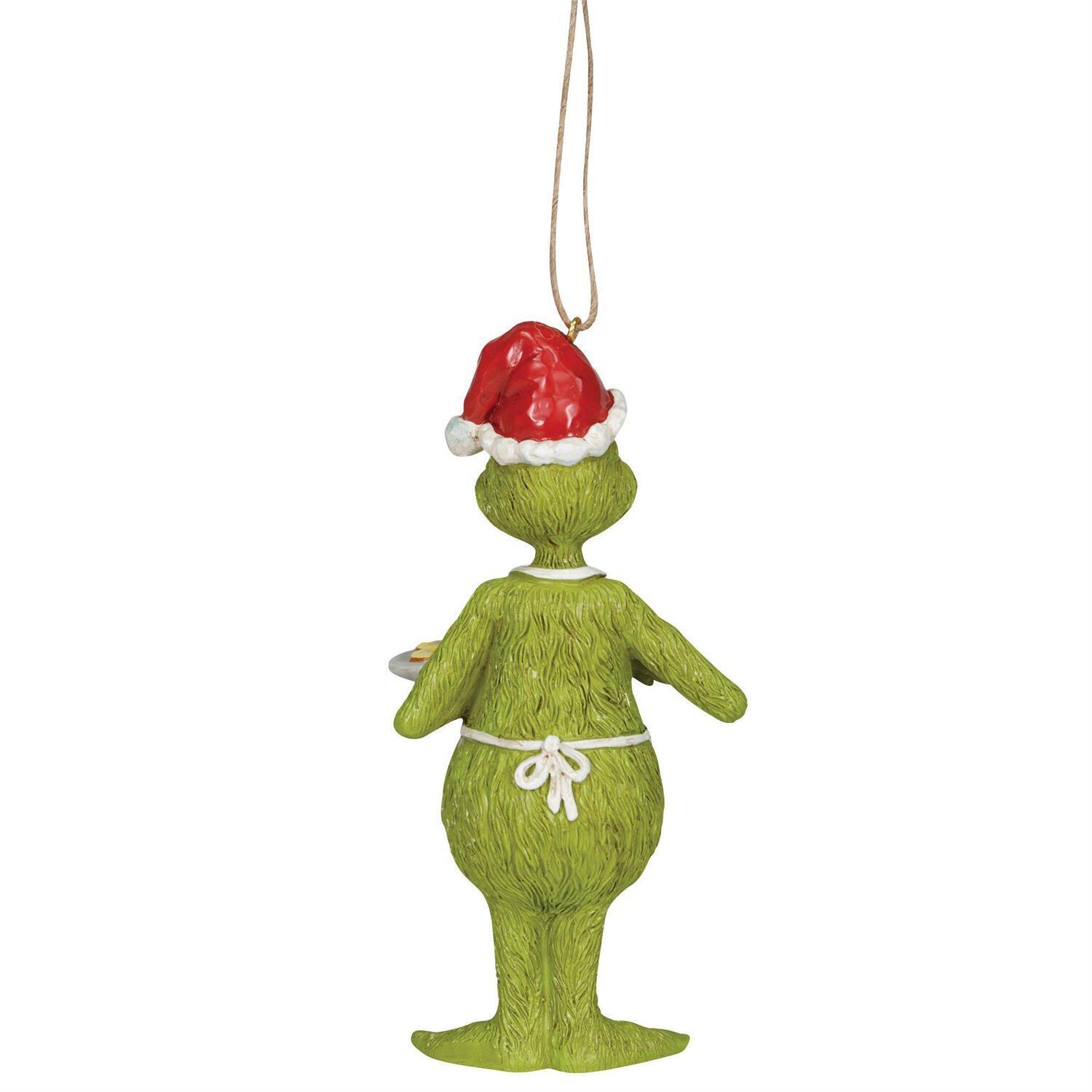Jim Shore Christmas Grinch in Apron with Hot Cocoa and Cookies Ornament