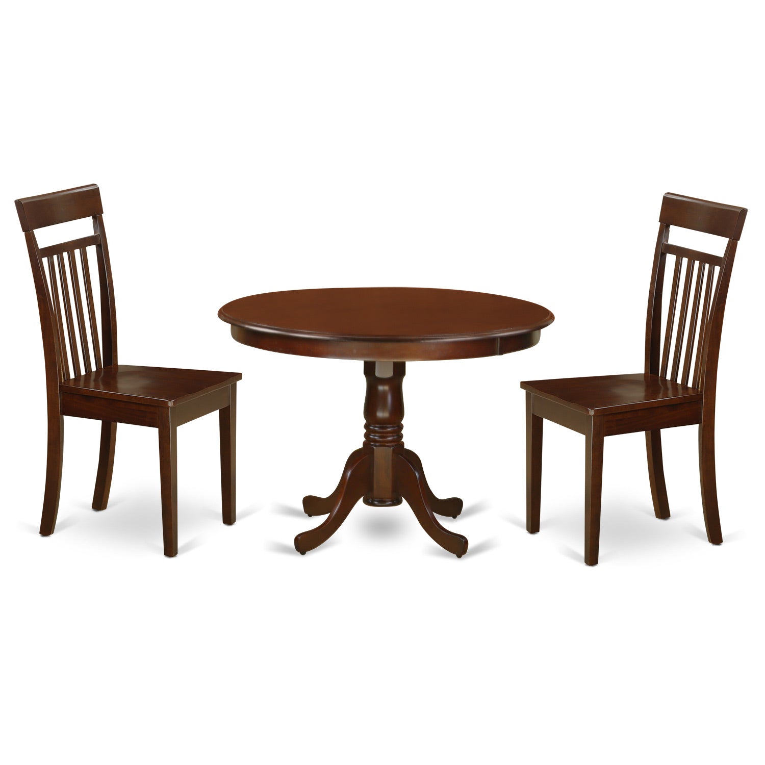 HLCA3-MAH-W 3 Pc set with a Round Dinette Table and 2 Leather Kitchen Chairs in Mahogany