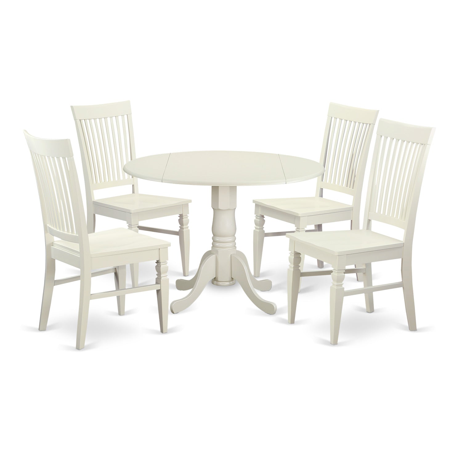 DLWE5-WHI-W 5 PC Kitchen Table set for 4-Kitchen dinette Table and 4 Dining Chairs