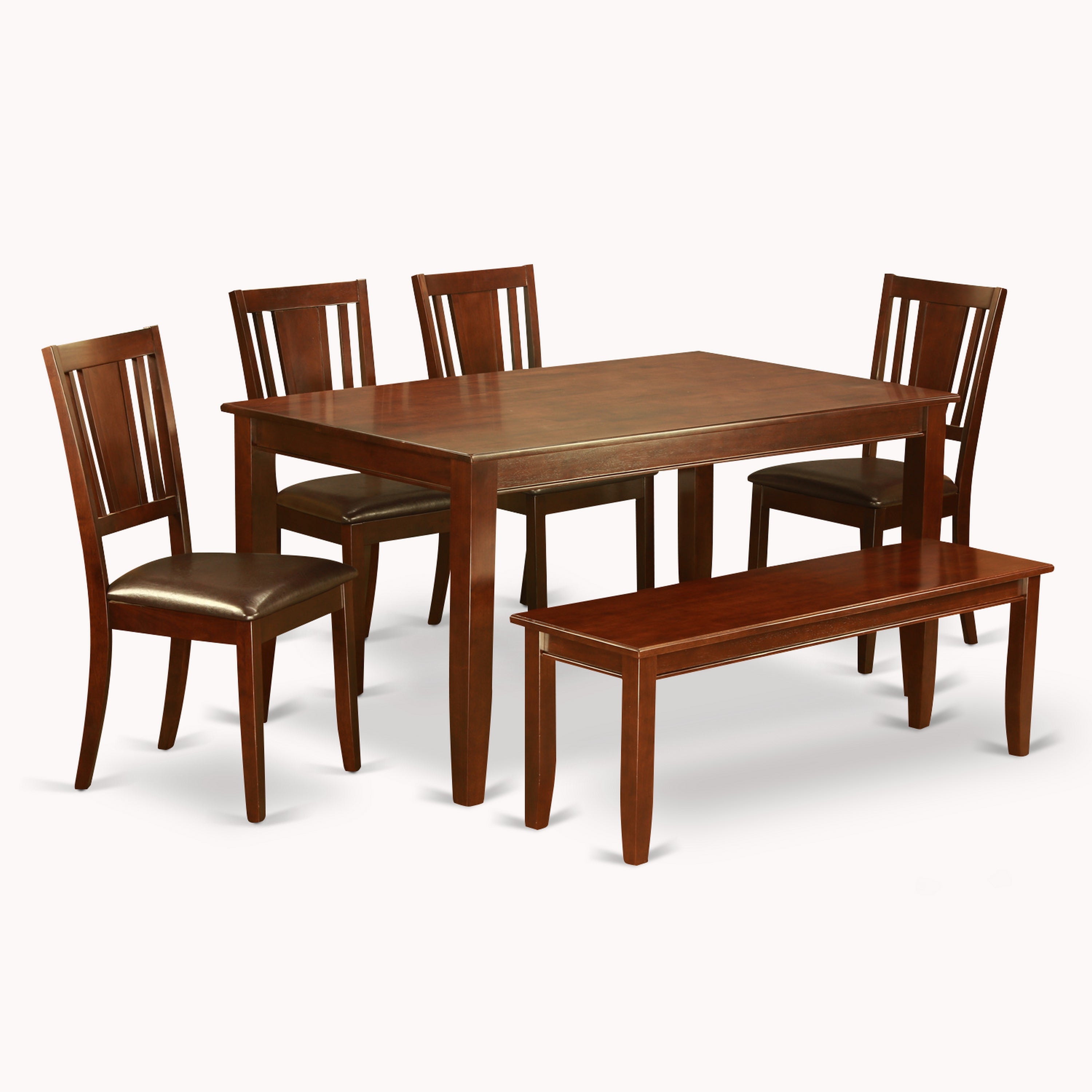 DUDL6-MAH-LC 6 PC Dining room set-with bench Kitchen table set -Table and 4 Dining Chairs and Bench