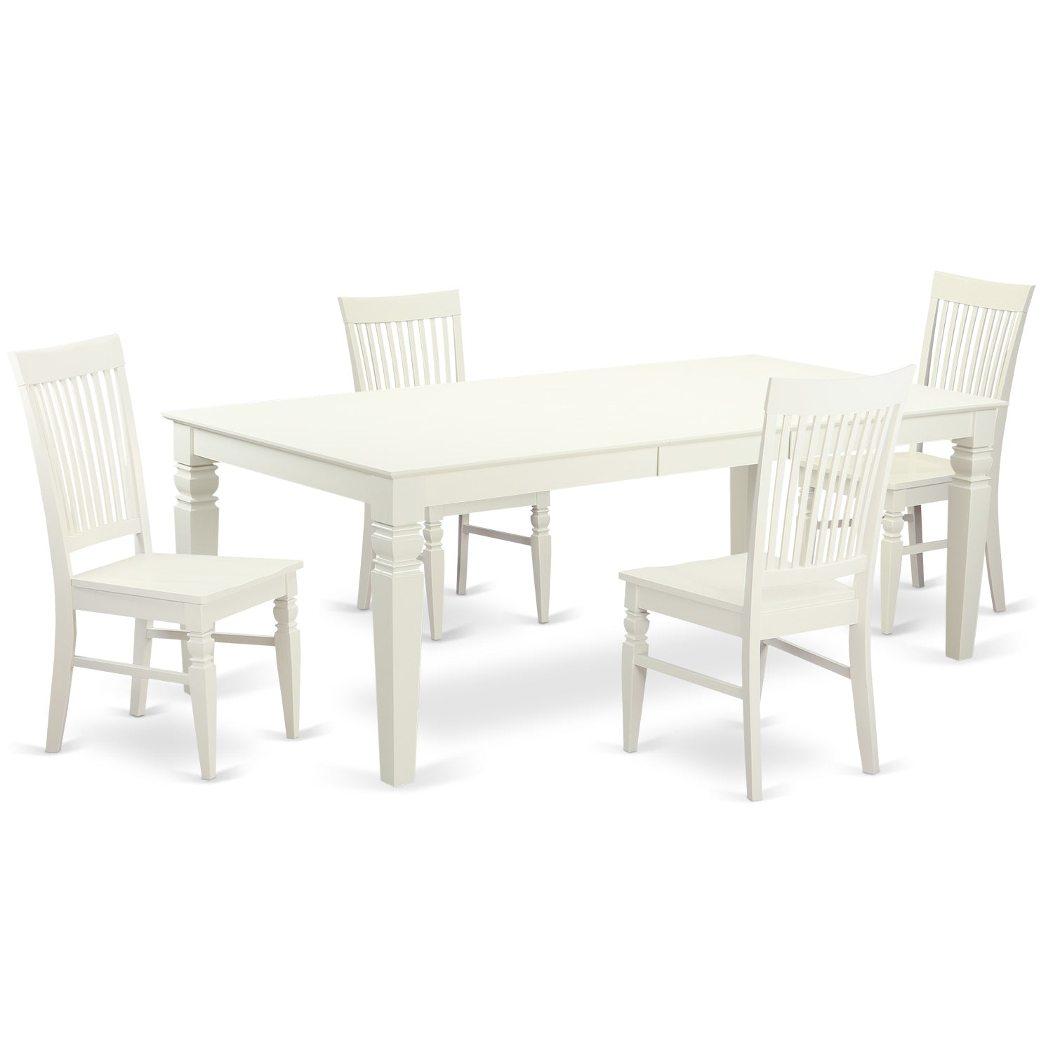 LGWE5-LWH-W 5 PC Dining room set with a Dining Table and 4 Dining Chairs in Linen White