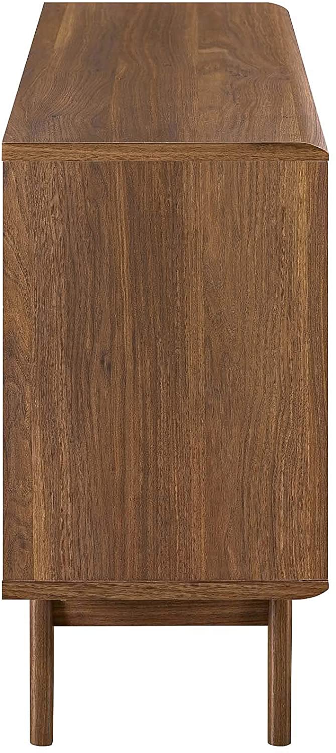 Modway Render Mid-Century Modern Two-Tier Display Stand in Walnut