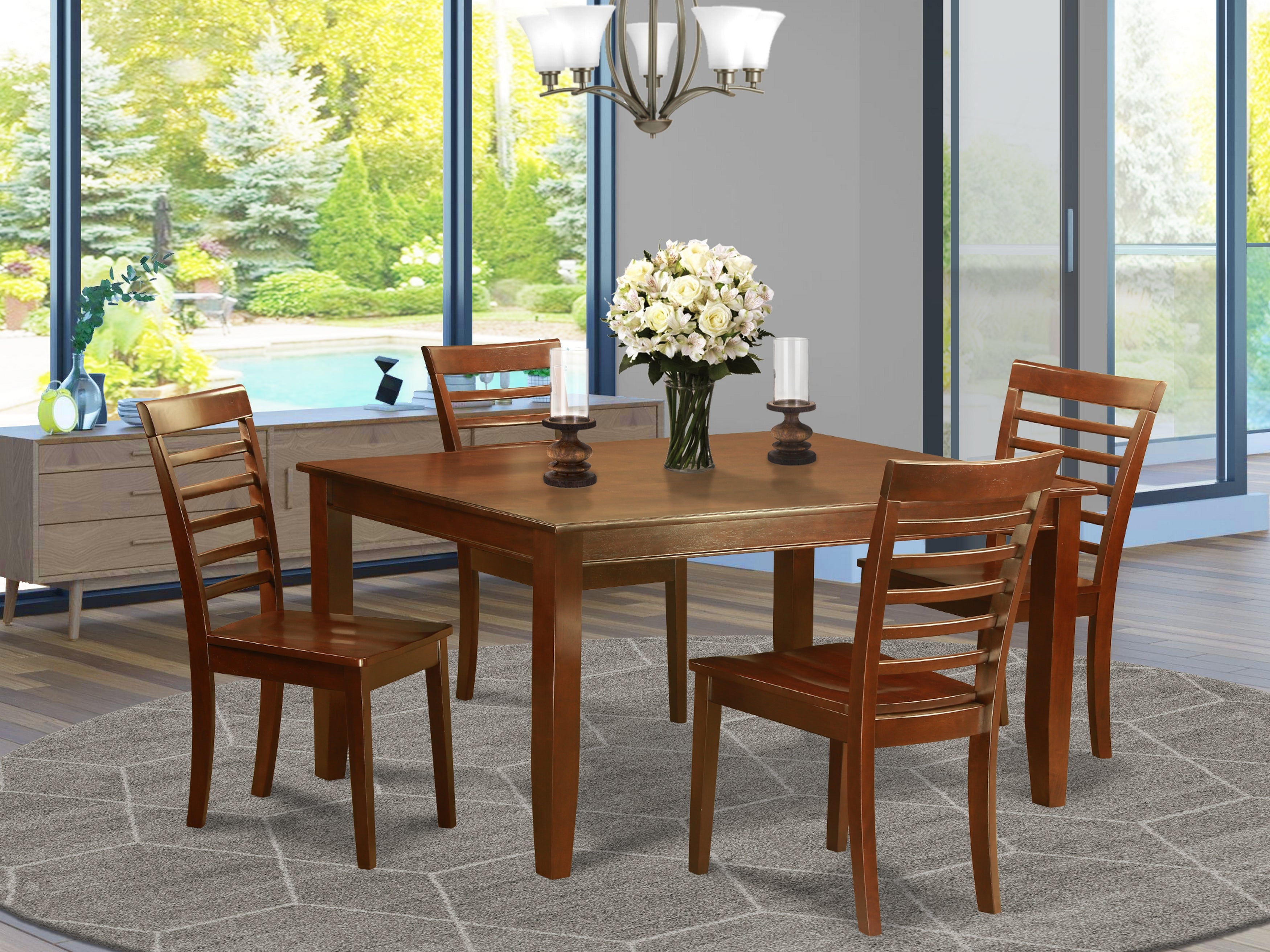 DUML5-MAH-W 5 PC Dining set-Dining Table with 4 Kitchen Chairs