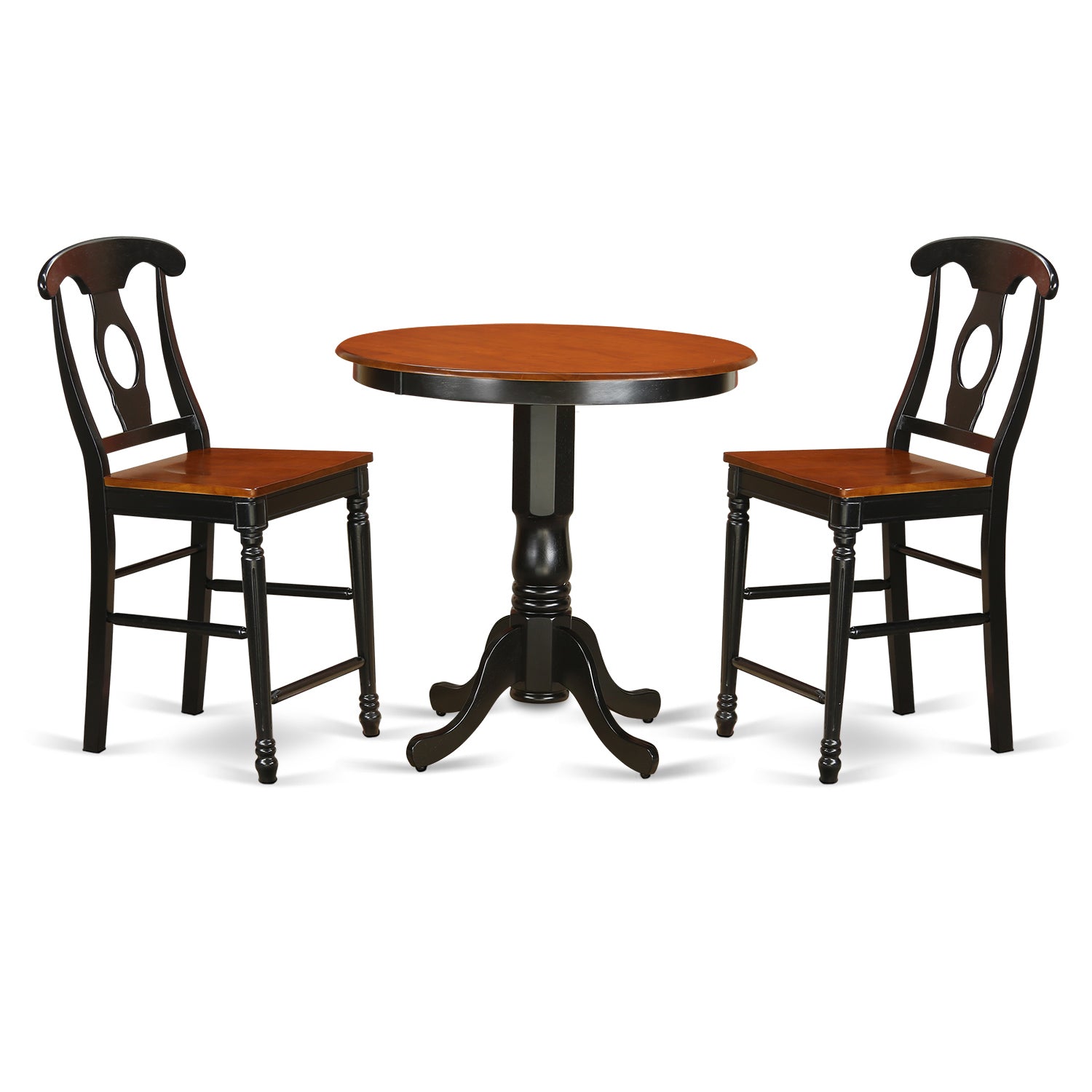 JAKE3-BLK-W 3 Pc Dining counter height set - Dinette Table and 2 counter height stool.