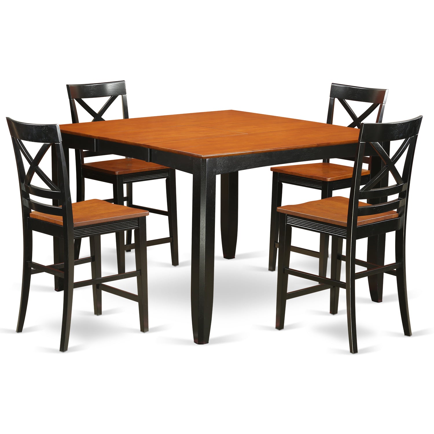 FAQU5H-BLK-W 5 Pc counter height Table and chair set - Table and 4 bar stools.