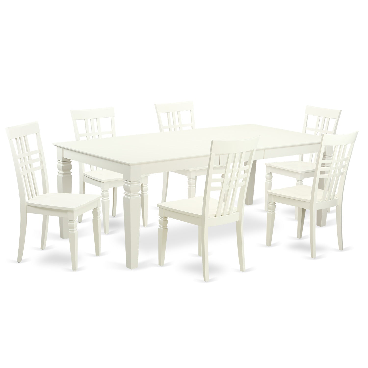 LGLG7-LWH-W 7 PcTable set with a Dining Table and 6 Dining Chairs in Linen White