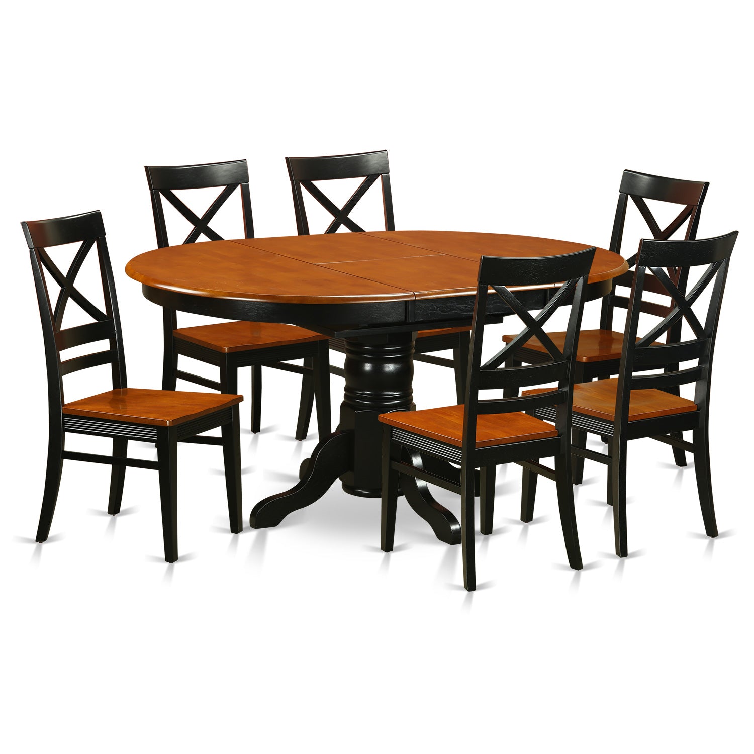 AVQU7-BCH-W Dining set - 7 Pcs with 6 Wooden Chairs