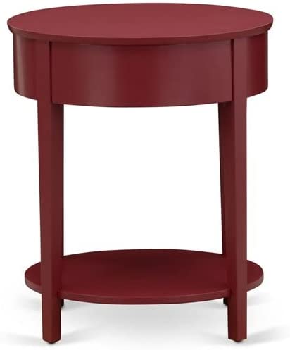 HI-13-ET Modern Solid Wood End Table w/ Drawer Burgundy Finish