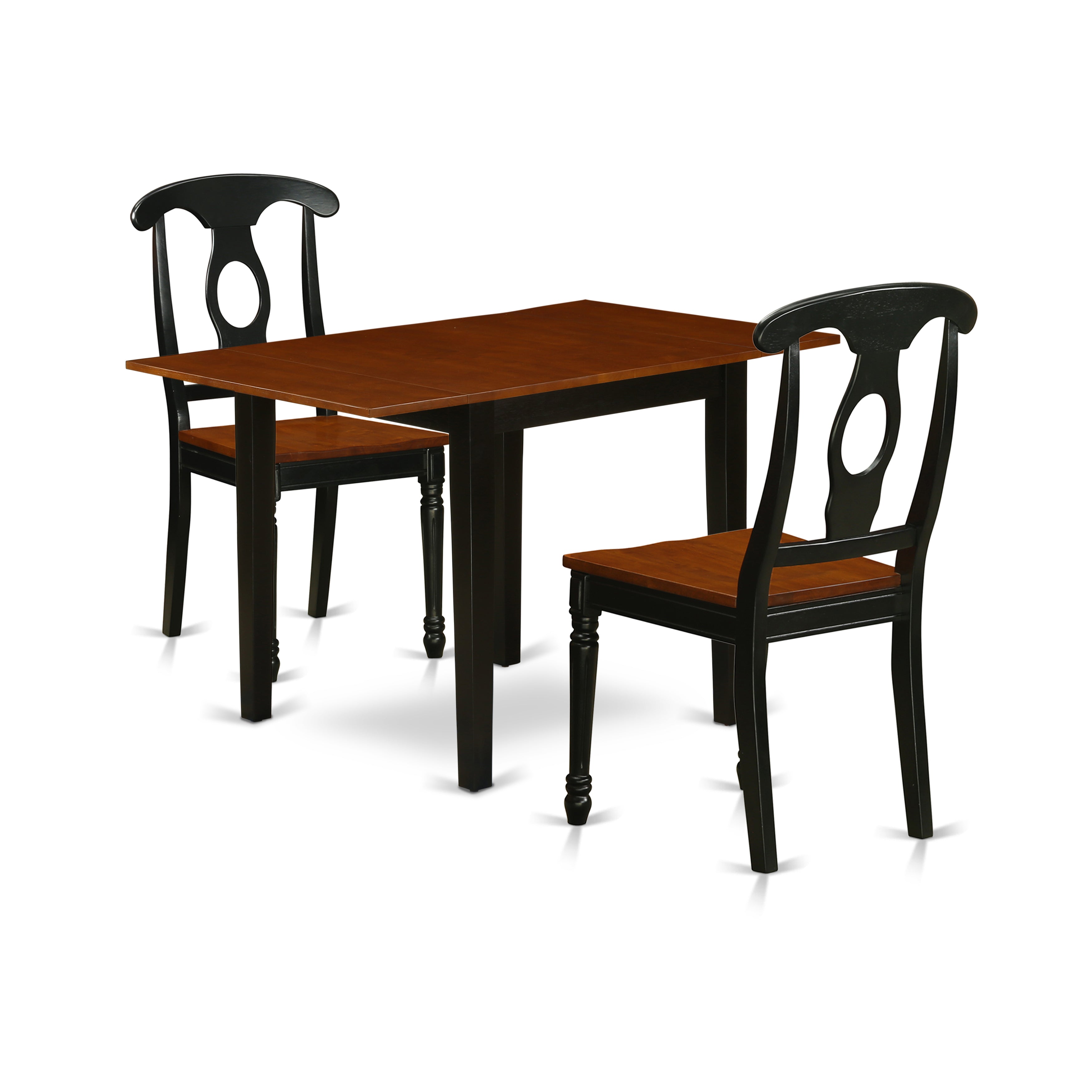 East West Furniture NDKE3-BCH-W 3Pc Dinette Set Offers a Kitchen Table and 2 Dining Chairs with Hard Wood Seat and Napoleon Back, Black and Cherry Finish