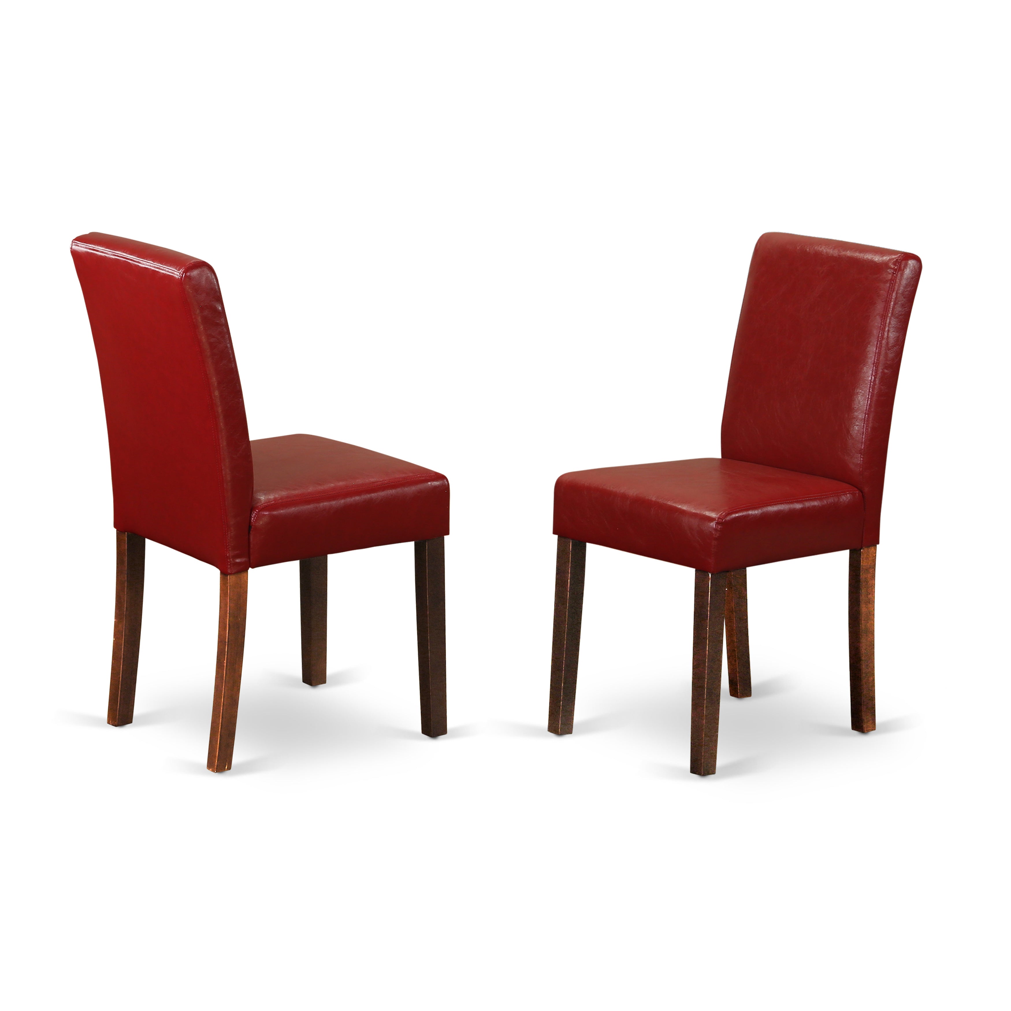 East West Furniture NDAB3-MAH-72 Modern Dining Table Set 3 Pc - 2 Dining Room Chairs and a Dinner Table - Mahogany Finish Solid wood - Firebrick Red Pu Leather