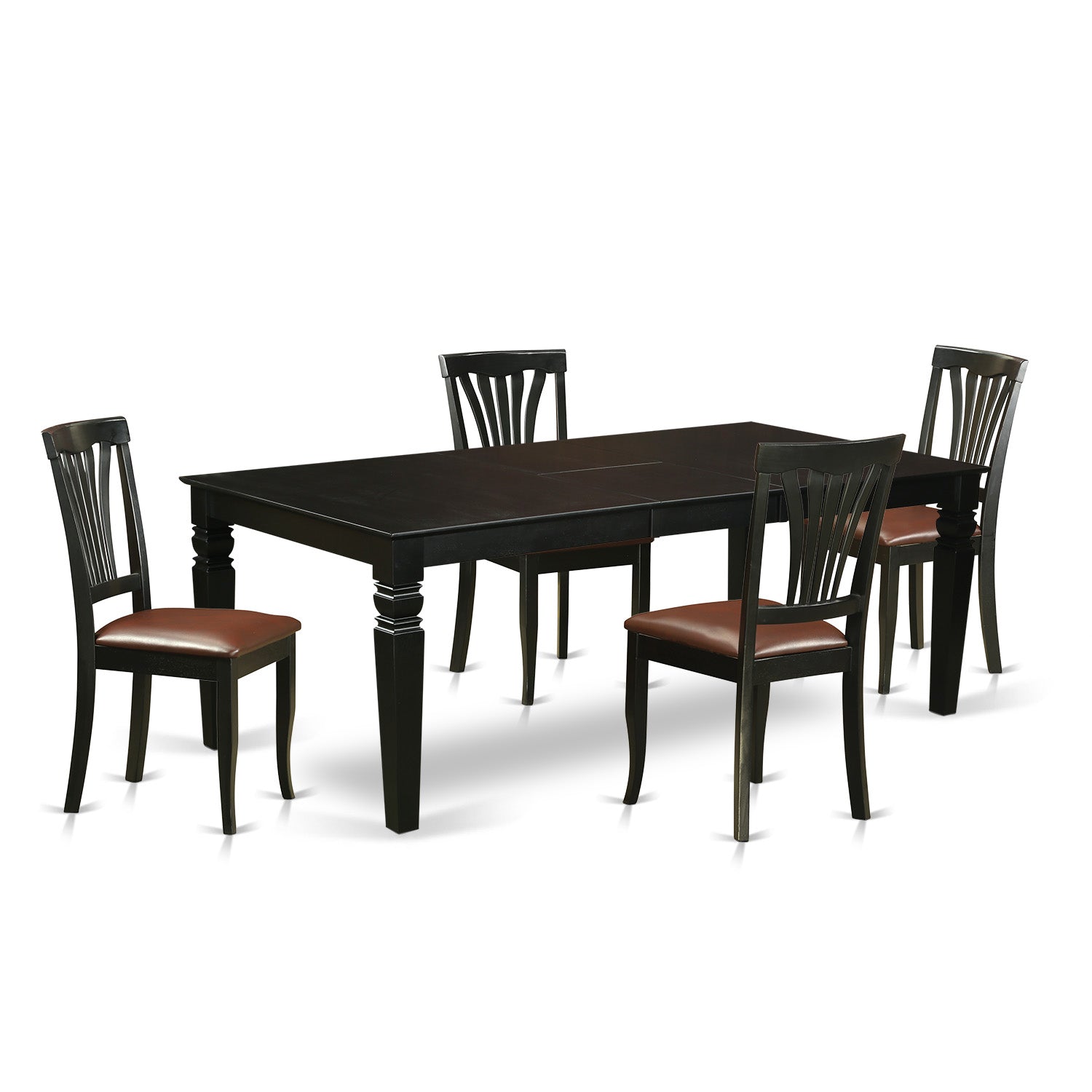 LGAV5-BLK-LC 5 Pc Dinette set with a Kitchen Table and 4 Leather Dining Chairs in Black