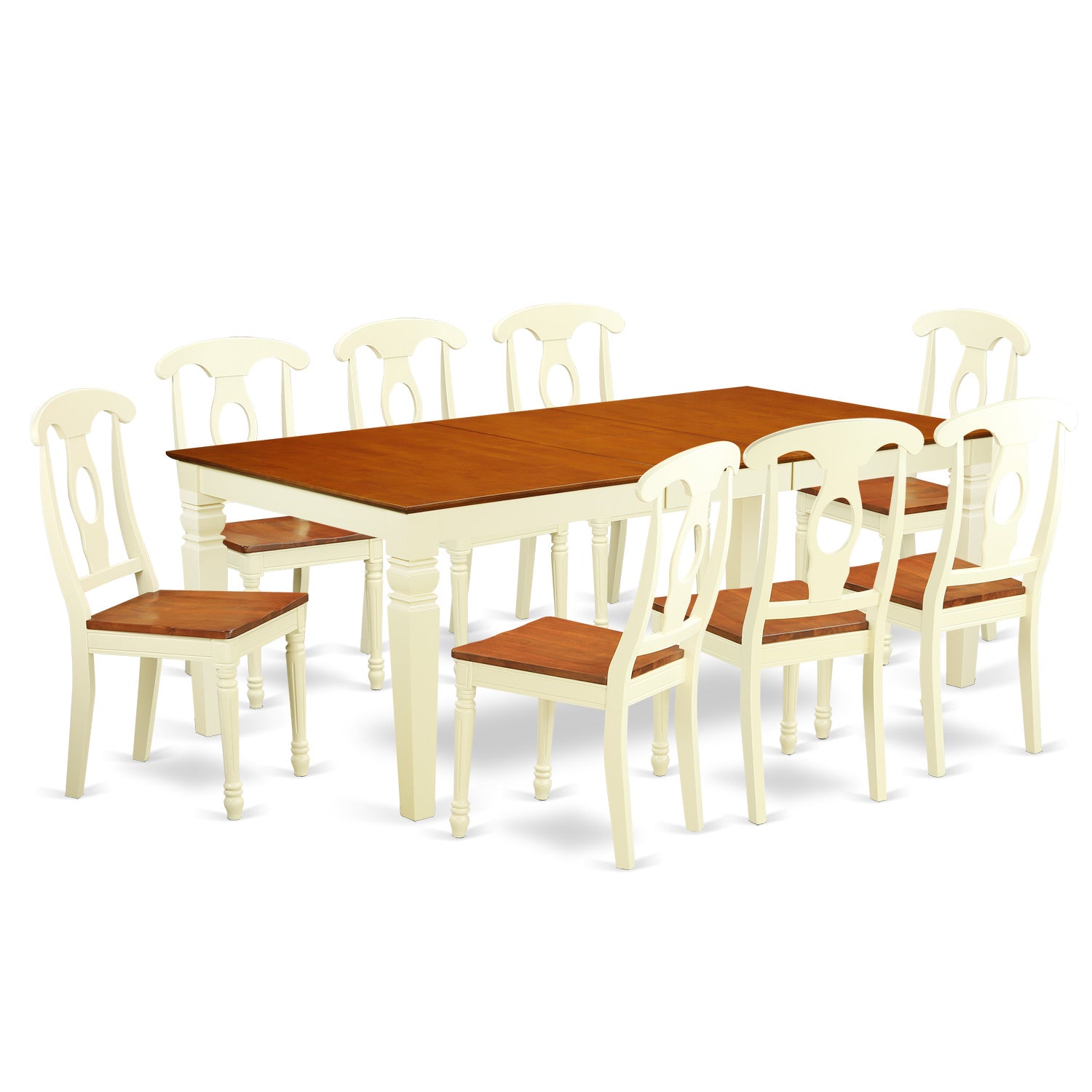 LGKE9-BMK-W 9 PC Kitchen dinette set with a Dining Table and 8 Kitchen Chairs in Buttermilk and Cherry