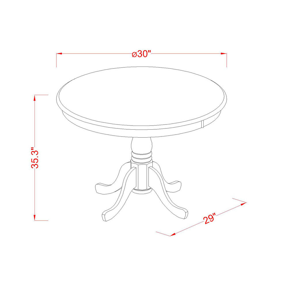 East West Furniture EDT-BLK-TP — Eden Round Counter Height Dining Table, Black and Cherry