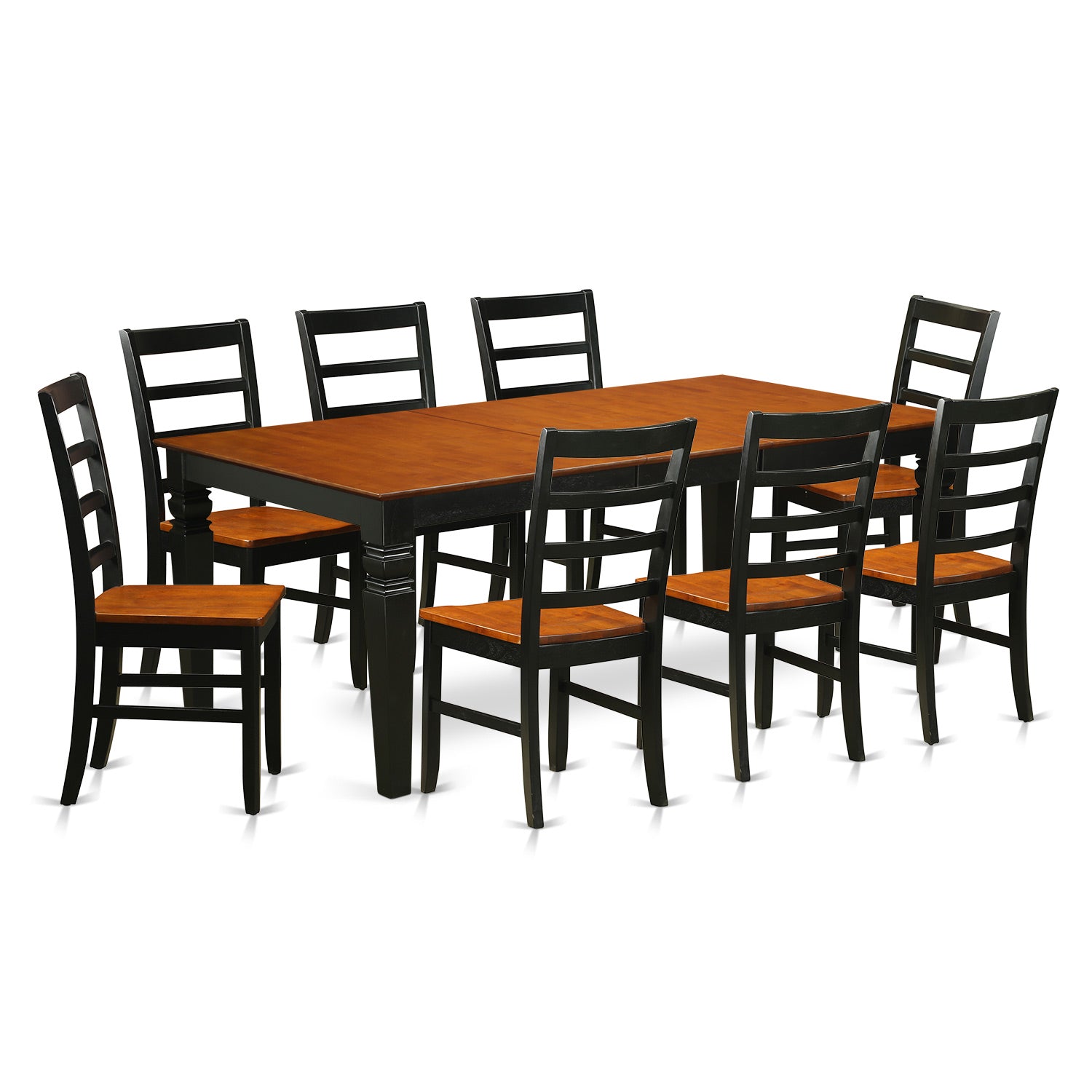 LGPF9-BCH-W 9 PcTable and chair set with a Dining Table and 8 Dining Chairs in Black and Cherry