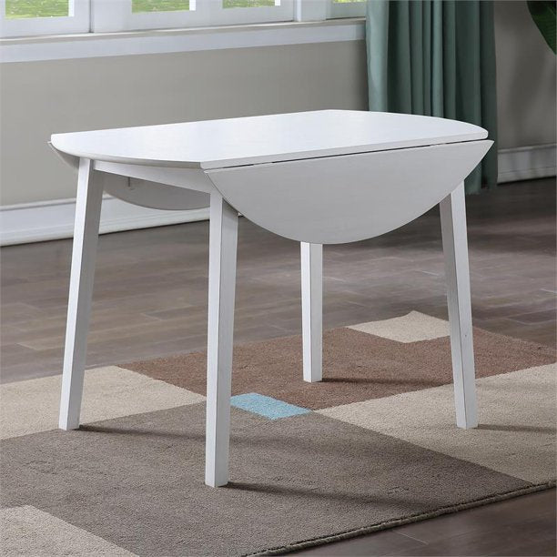Naples White Wood Drop-leaf Dining Table
