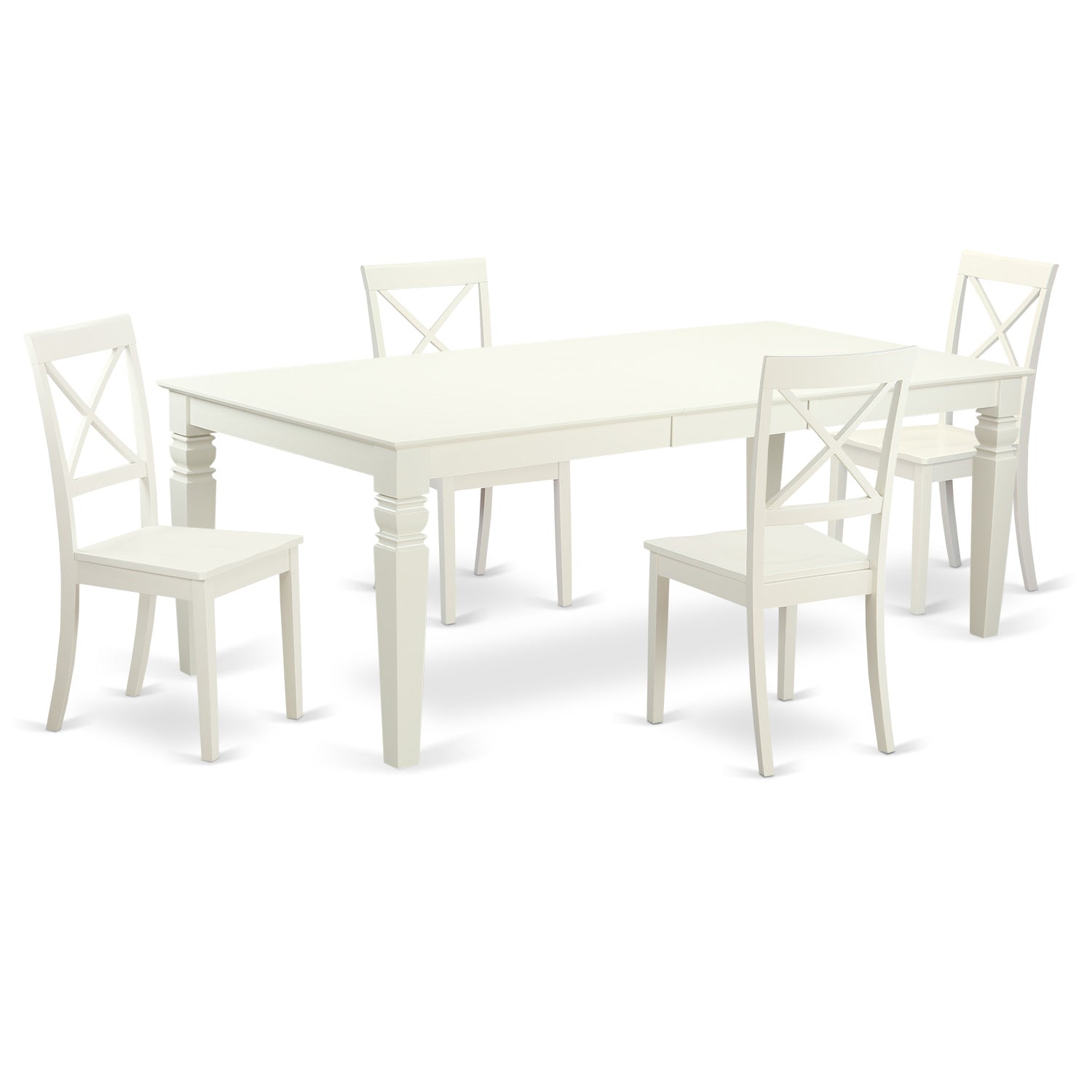 LGBO5-LWH-W 5 PcKitchen Table set with a Dining Table and 4 Dining Chairs in Linen White