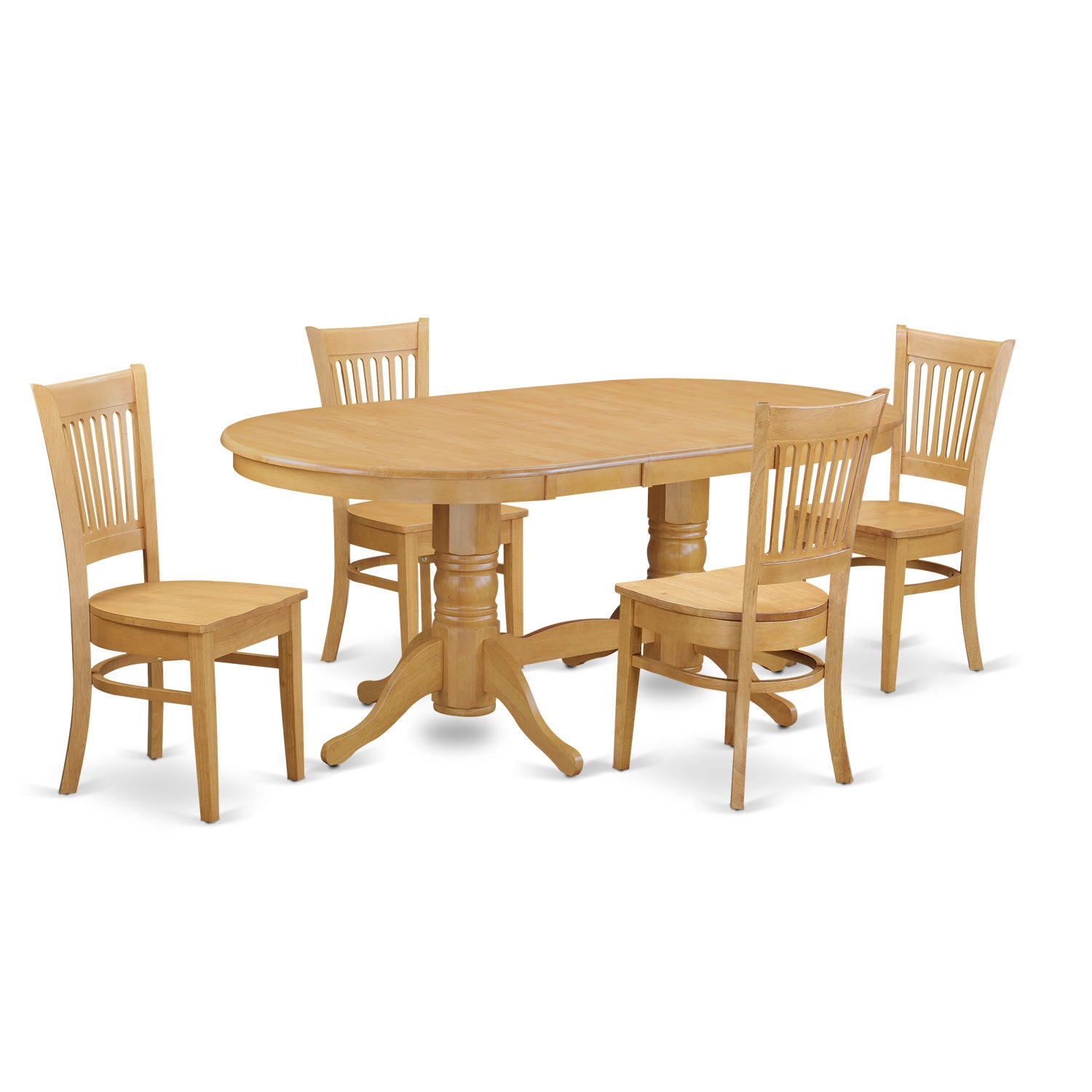 VANC5-OAK-W 5 PC Dining set Table with Leaf and 4 Chairs for Dining