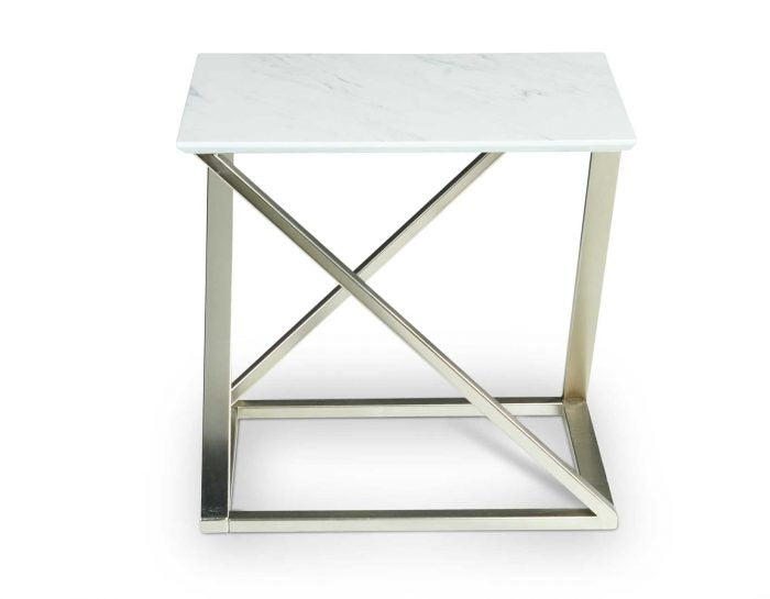 Steve Silver Zurich Square White Faux Marble Mixed Media End Table