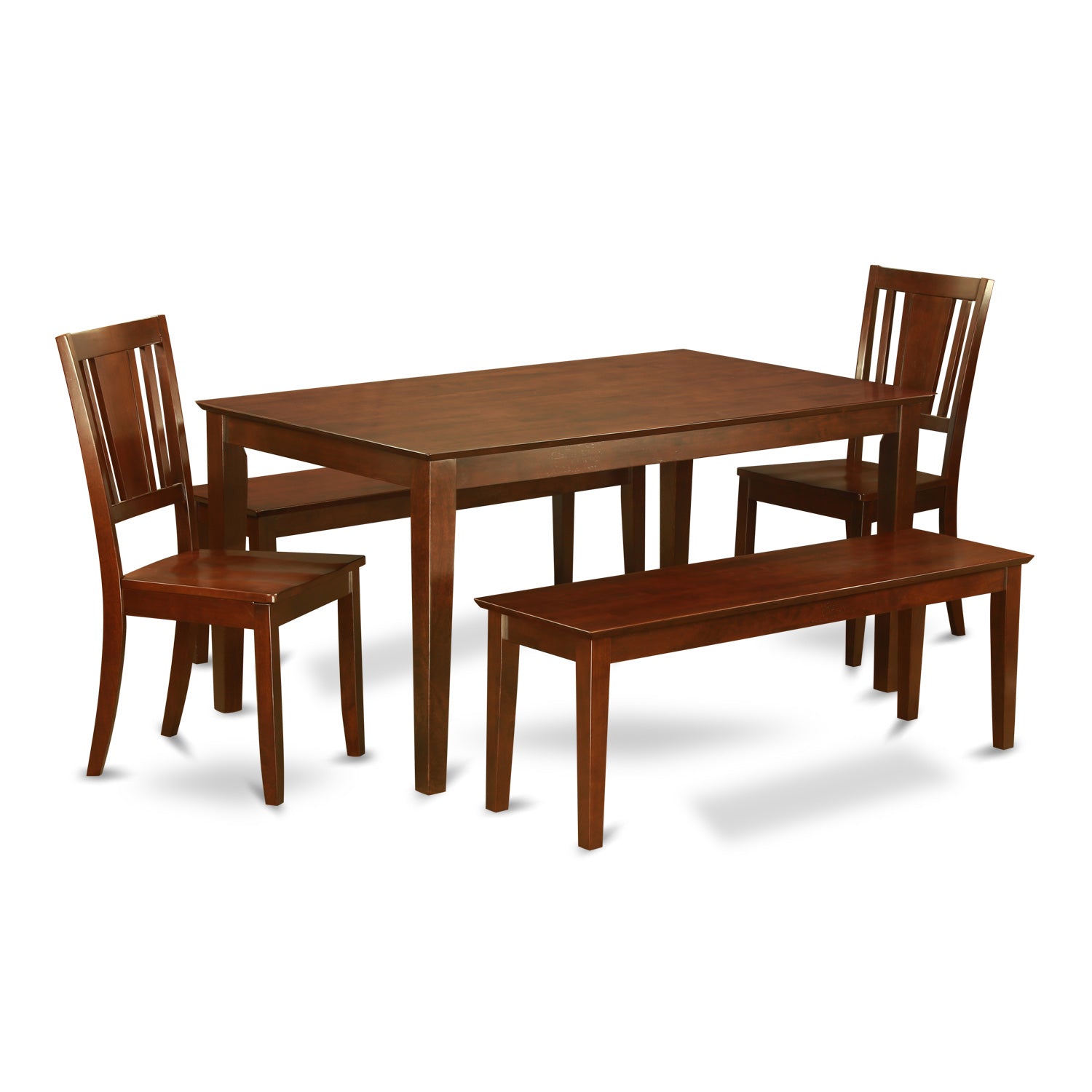 CADU5C-MAH-W 5 Pc Dining room set for 4-Dining Table and 2 Chairs and 2 Benches