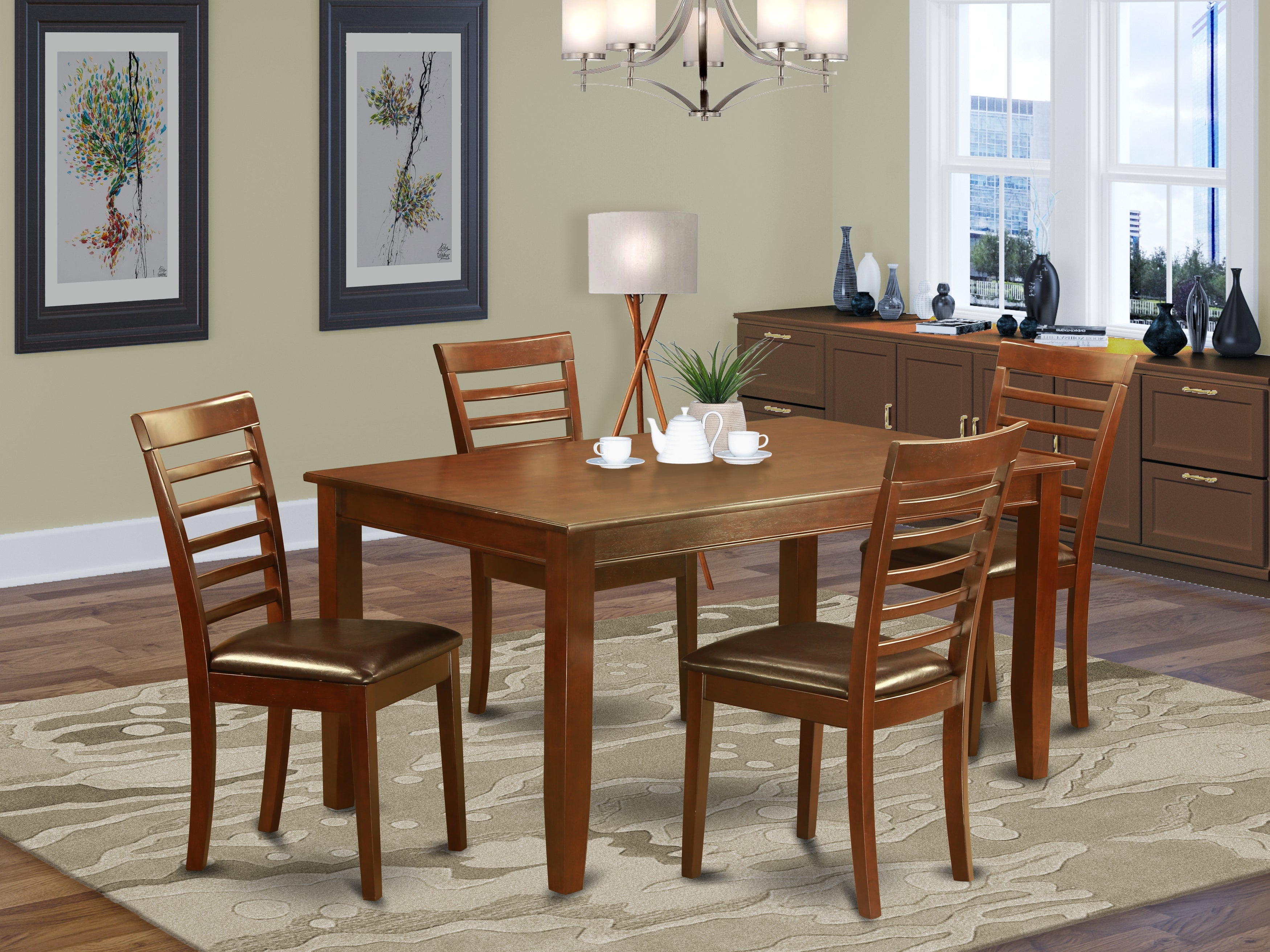 DUML5-MAH-LC 5 PC Formal Table set for 4 - Dining Table with 4 Dining Chairs