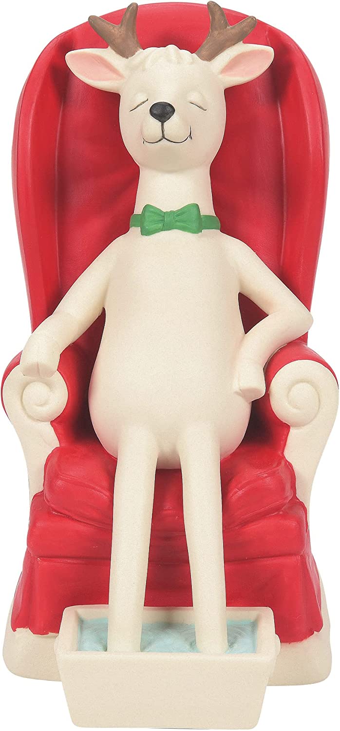 Department 56 Snowbabies Christmas Memories Santa's Reindeer Rest and Relaxation Figurine, 5.35 Inch