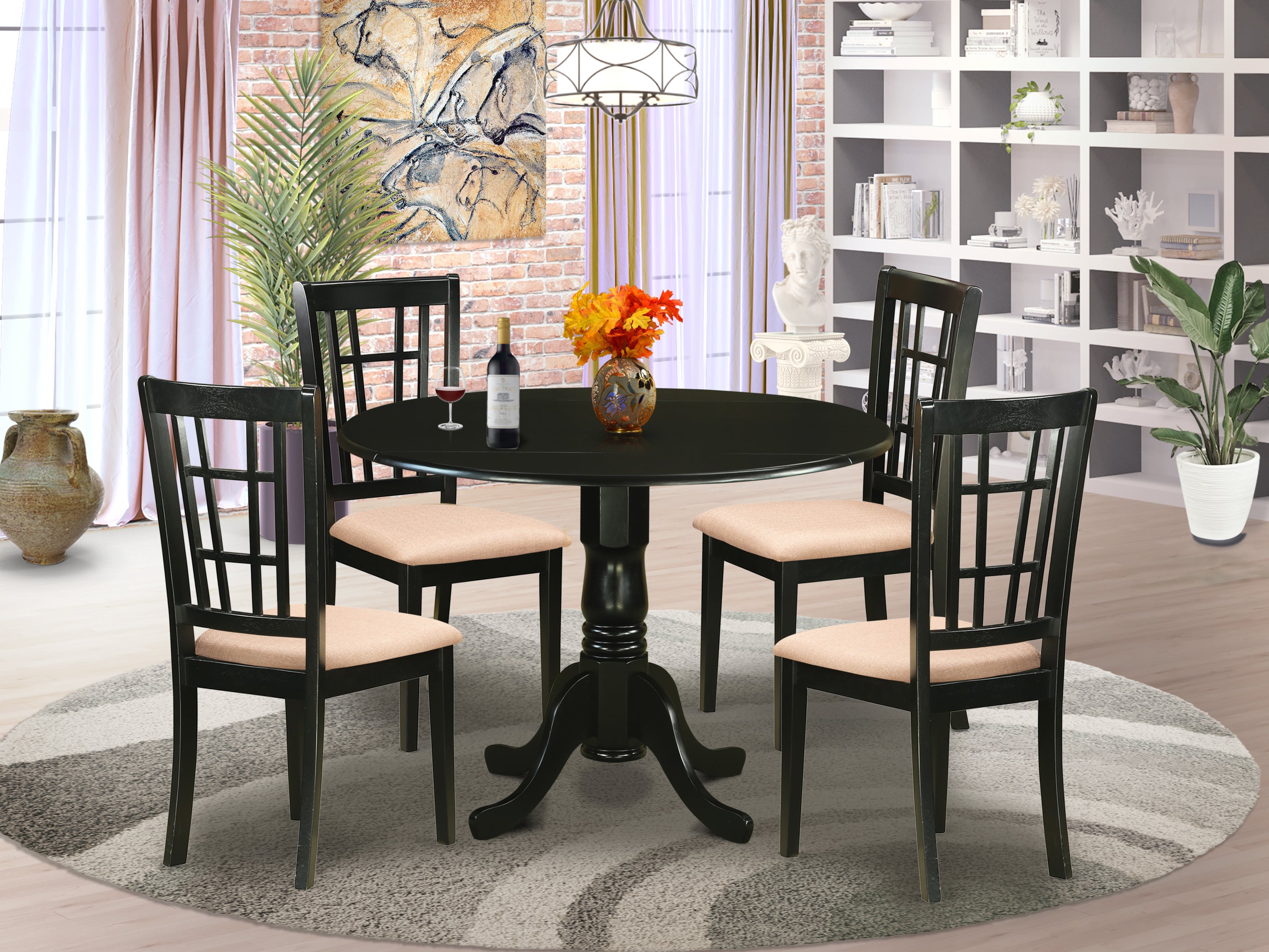 DLNI5-BLK-C 5 PC Dining room set for 4-Dining Table and 4 Dining Chairs