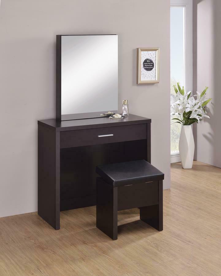Harvey 2-Piece Vanity Set With Lift-Top Stool Cappuccino