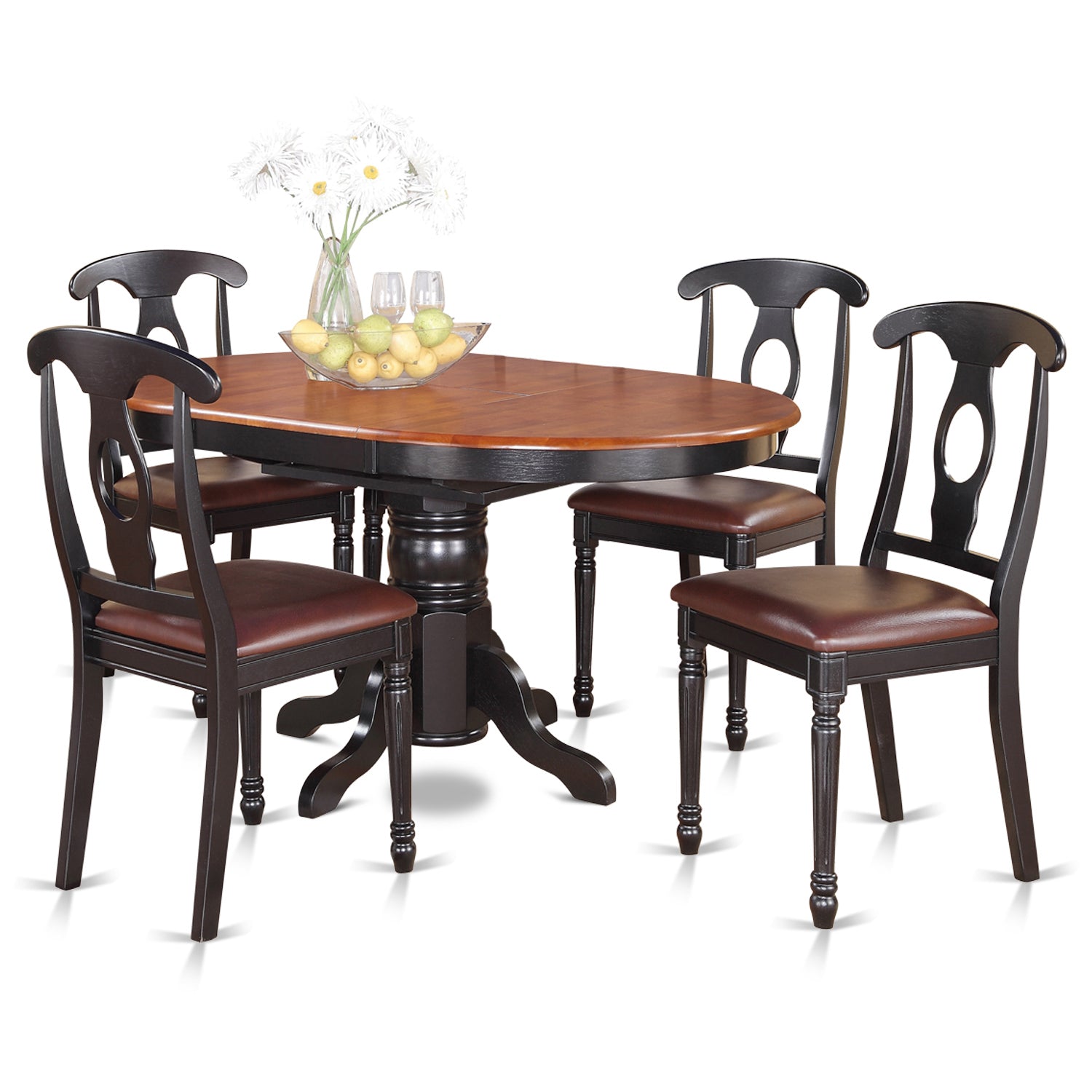 KENL5-BLK-LC 5 Pc Dining room set for 4-Oval Dining Table and 4 Dining Chairs.
