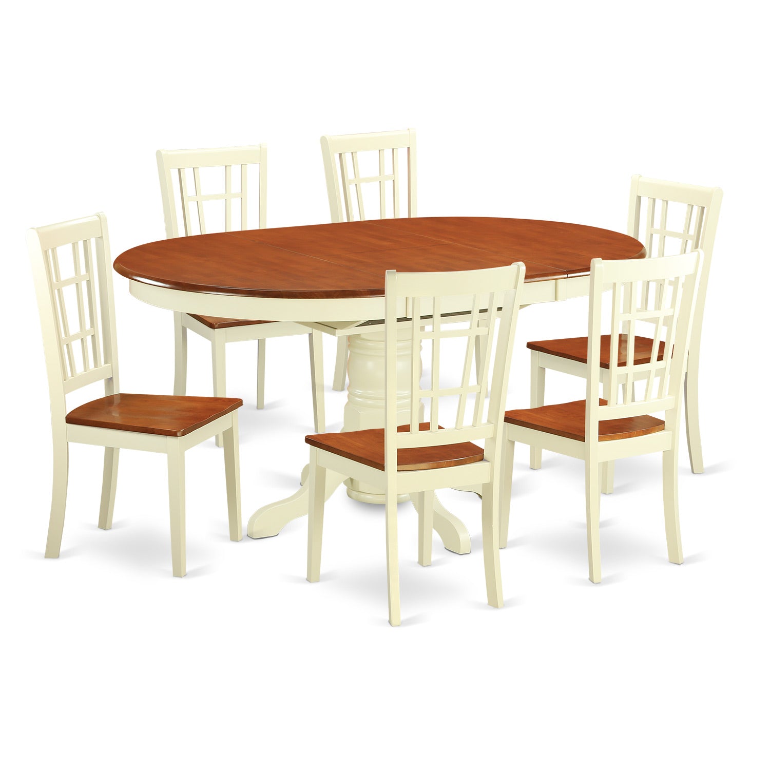 KENI7-WHI-W 7 PC Dining room set -Small Kitchen Table and 6 Dining Chairs