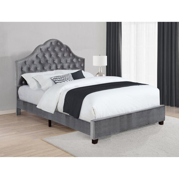 Abbeville Queen Upholstered Bed with Arched Headboard Grey