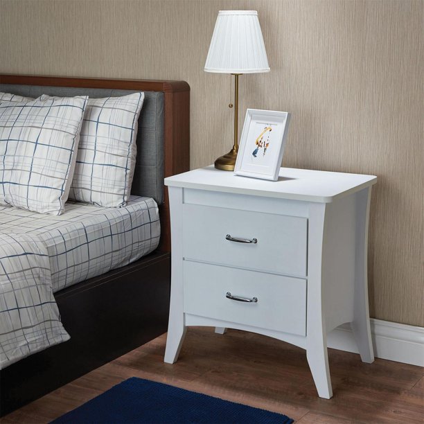 Babb white finish wood nightstand bed side end table