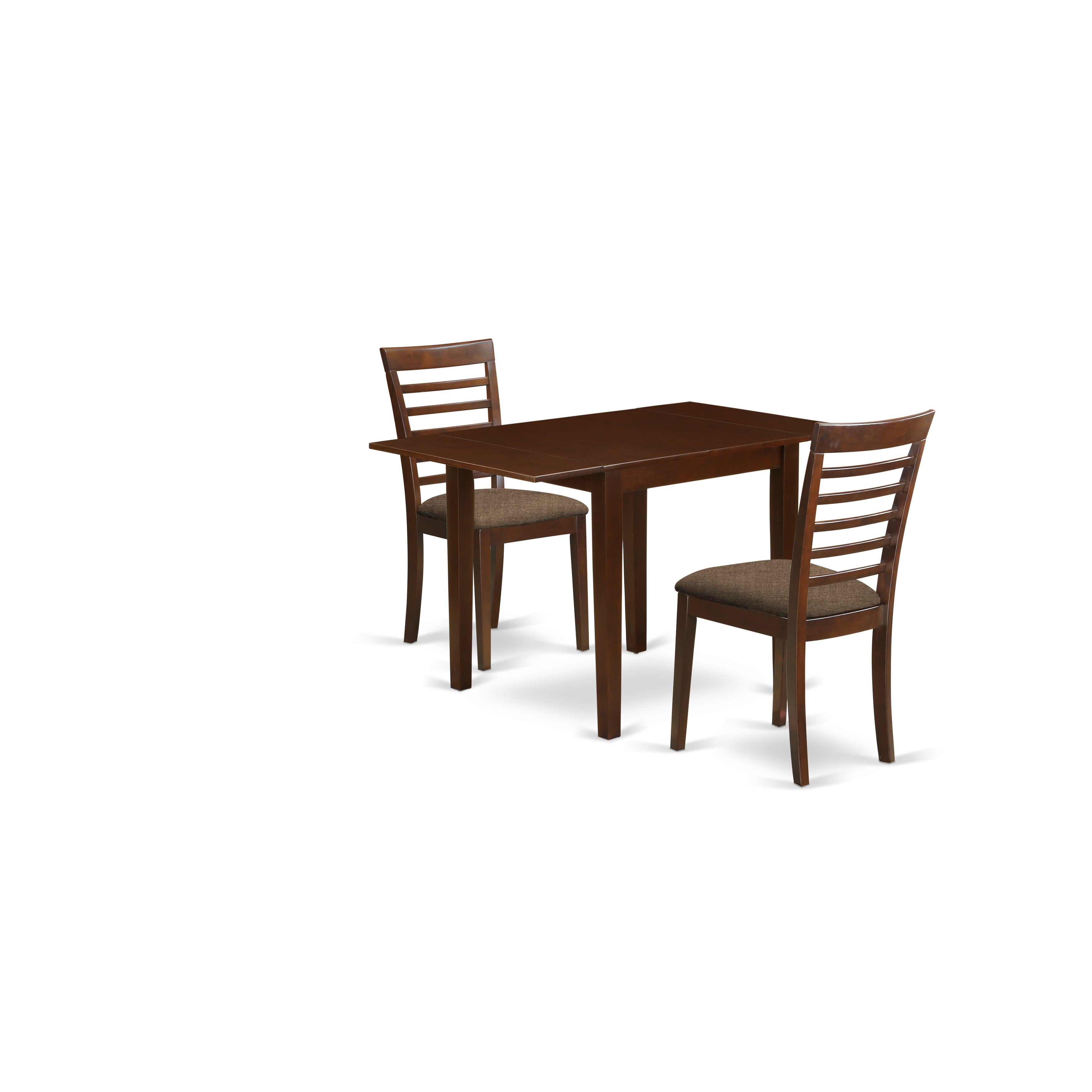 East West Furniture NDML3-MAH-C 3Pc Kitchen Set Offers a Dining Room Table and 2 Dining Room Chair with Microfiber Upholstery Seat, Mahogany Finish