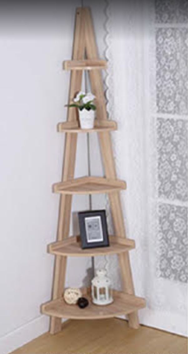 5-Tier A-Frame Storage and Display Corner Shelf In weathered White Finish