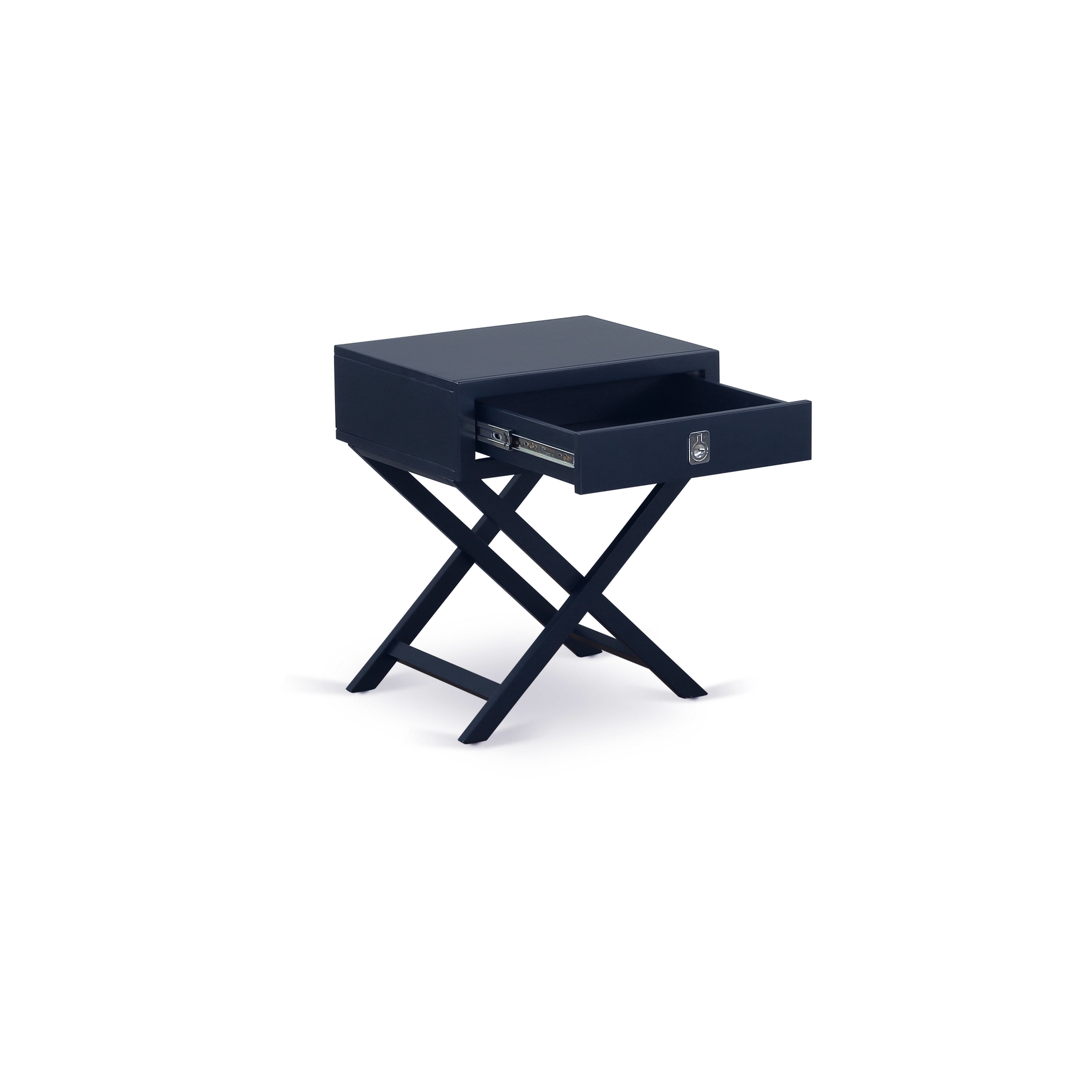Hamilton Square Night Stand End Table With Drawer in Navy Blue Finish