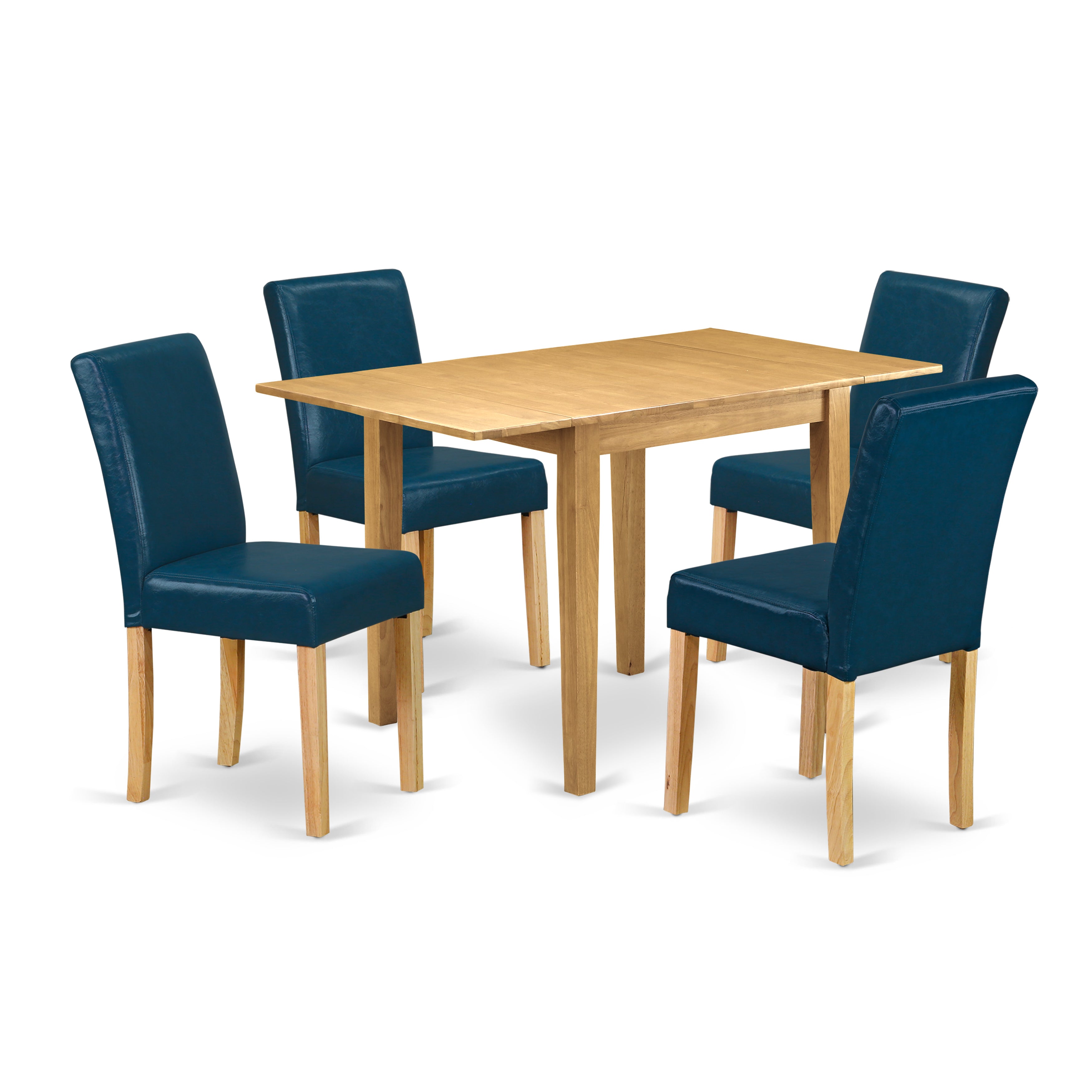 East West Furniture NDAB5-OAK-55 Dining Room Table Set 5 Pcs - Four Dining Room Chairs and a Wood Dining Table - Oak Finish Hardwood - Oasis Color Pu Leather